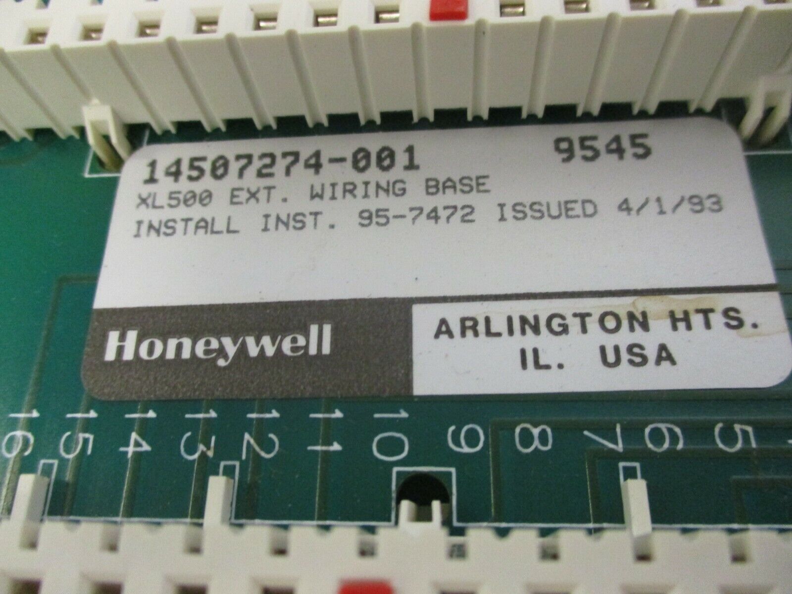 Honeywell XL500 Ext. Wiring Base 14507274-001 Used