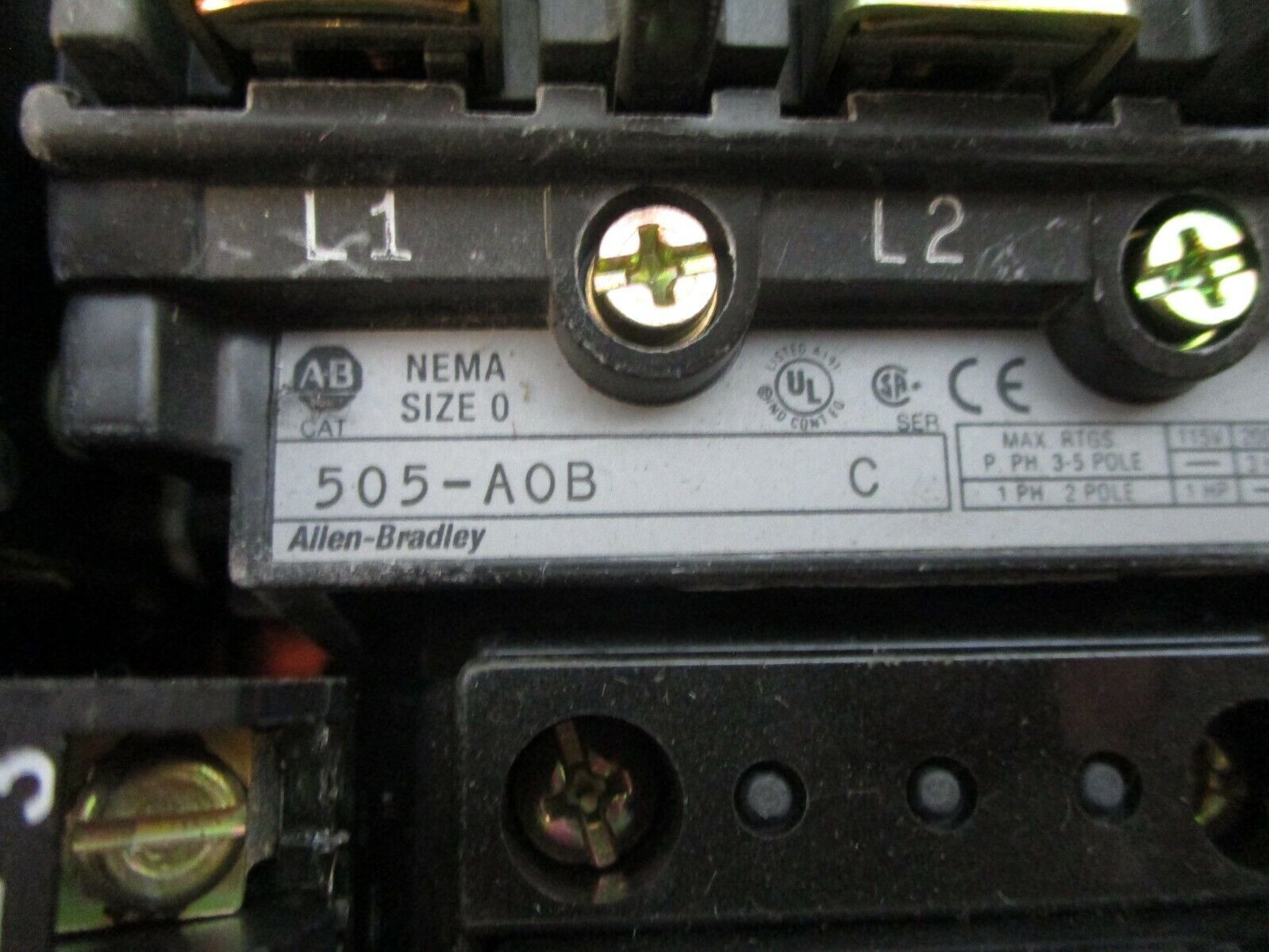 Allen-Bradley Size 0 Reversing Starter 505-AOB Ser. C 460-480V Coil New Surplus