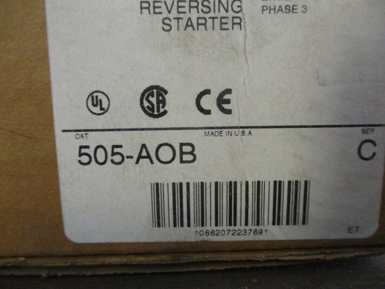 Allen-Bradley Size 0 Reversing Starter 505-AOB Ser. C 460-480V Coil New Surplus