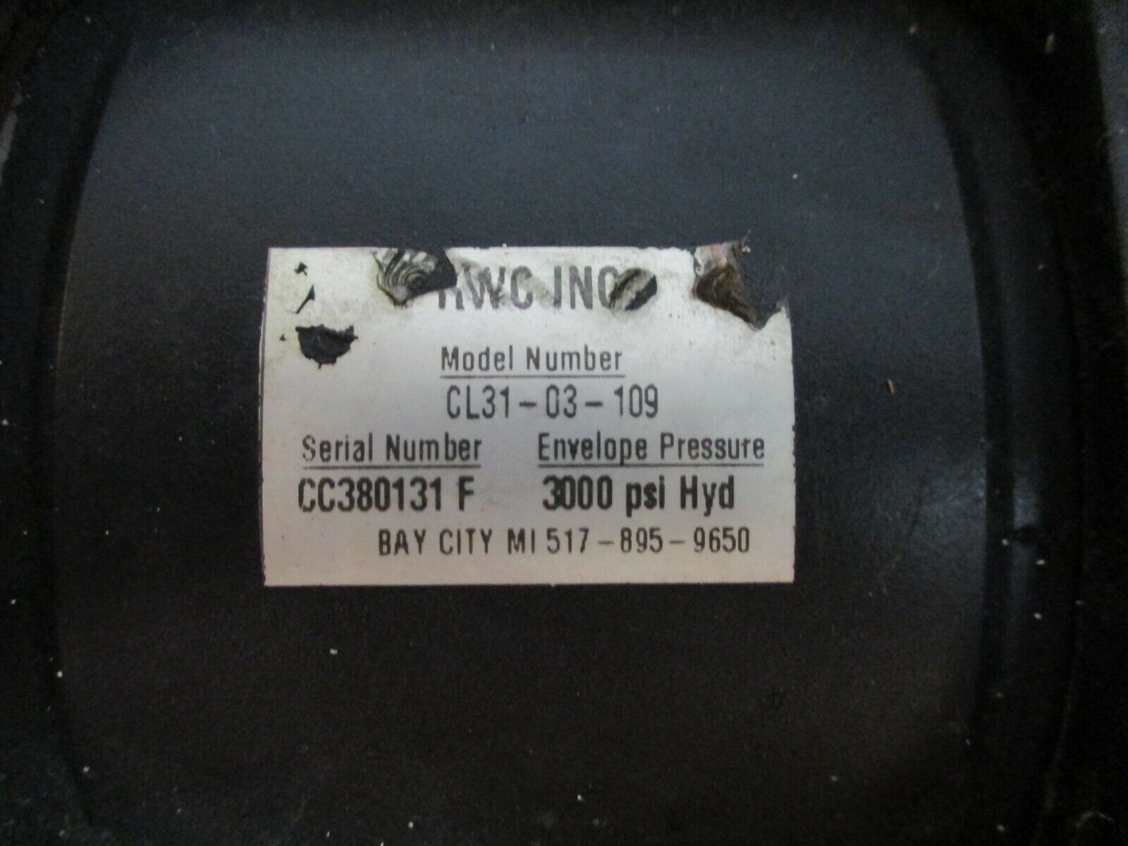 RWE, Hydraulic Cylinder, CL31-03-109, 3000PSI, used