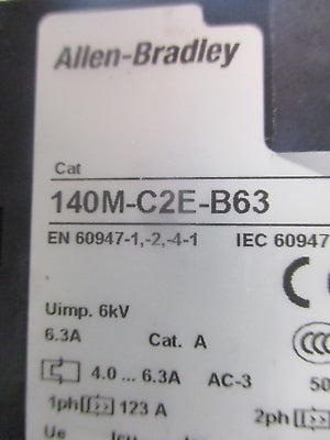Allen-Bradley Manual Motor Protector 140M-C2E-B63 Ser. C Trip: 4.0-6.3A