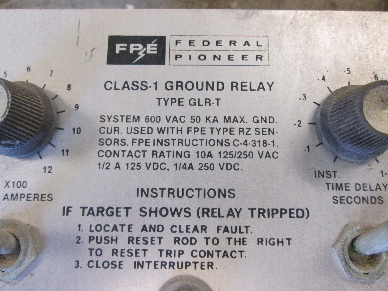 FPE Ground Fault Relay & Sensor GLR-T 50kA 600VAC Type RZ sensor Used