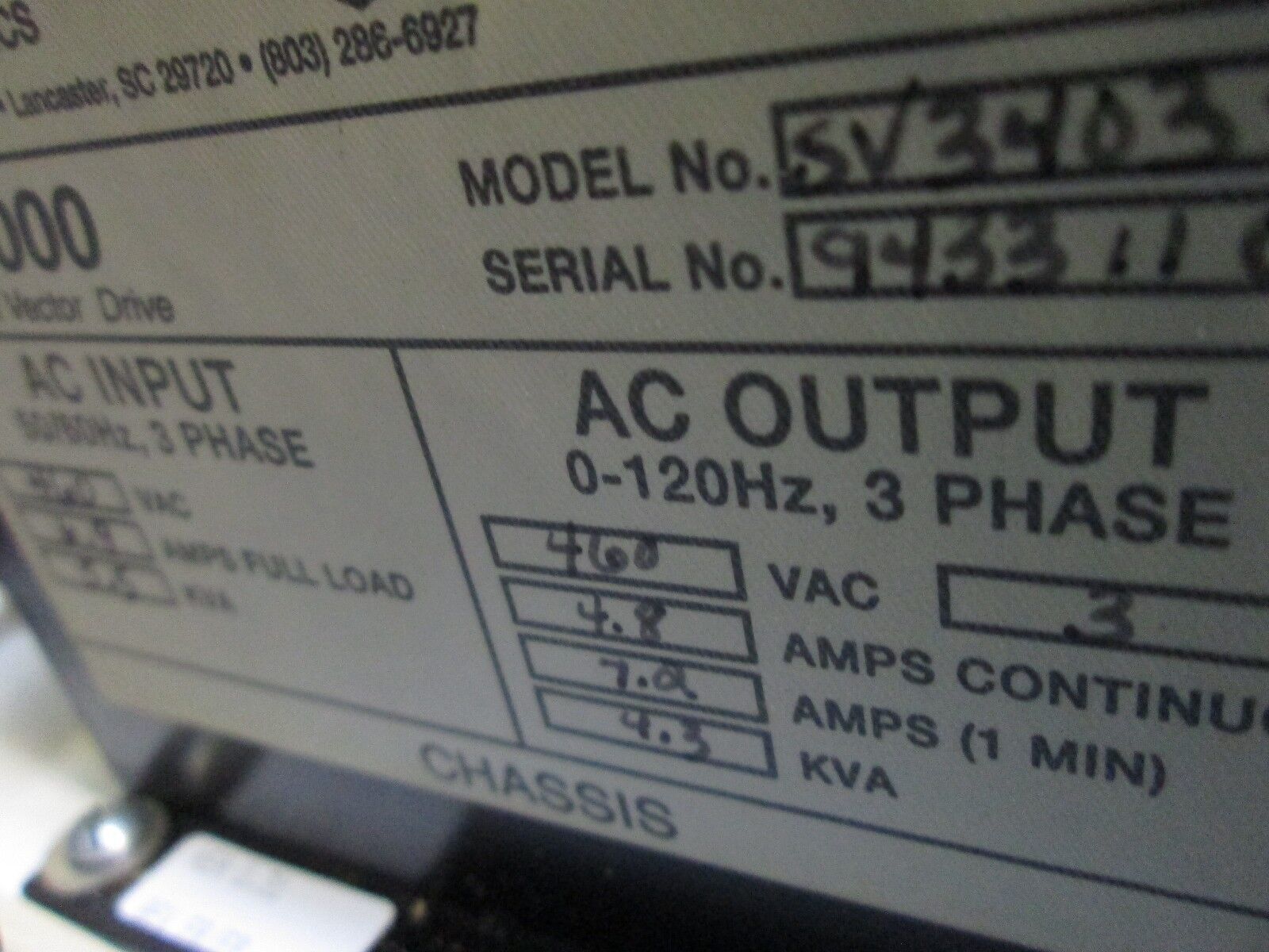 SECO SV3000 AC Drive 4.3KVA Red Lion Controls IMD1 Nema 1 Enclosure Used