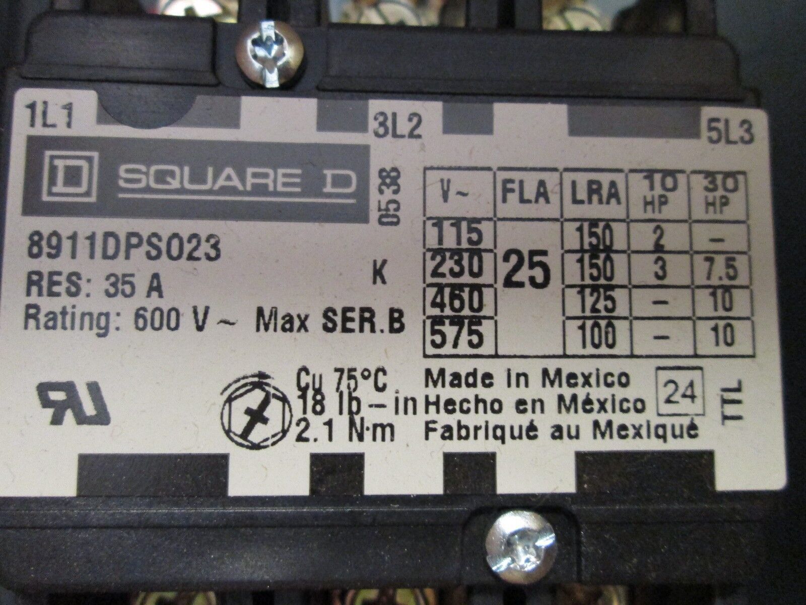 Square D Enclosed Starter 8911DPSG23V06 10HP Max 480V Coil 3P Nema 1 New Surplus