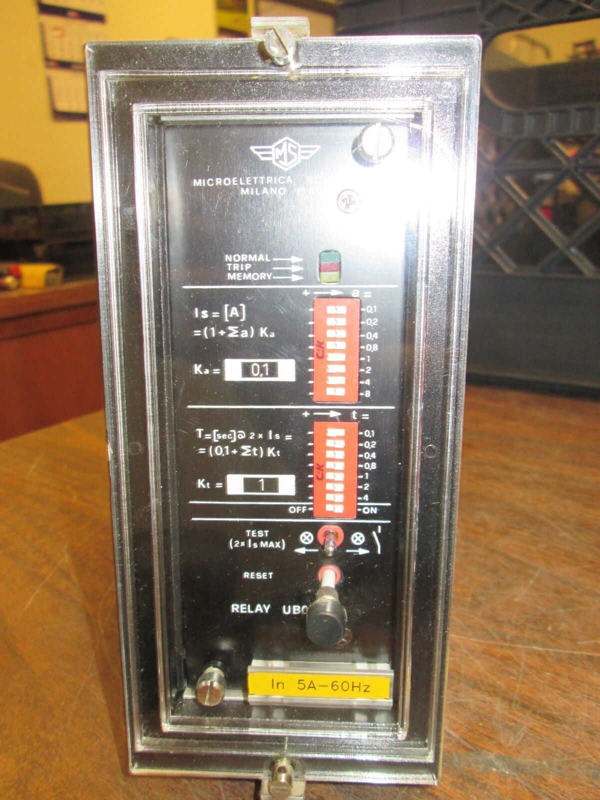 Microelettrica Scientifica Ground Fault Current Relay UB0/A-D 5A 60Hz Used
