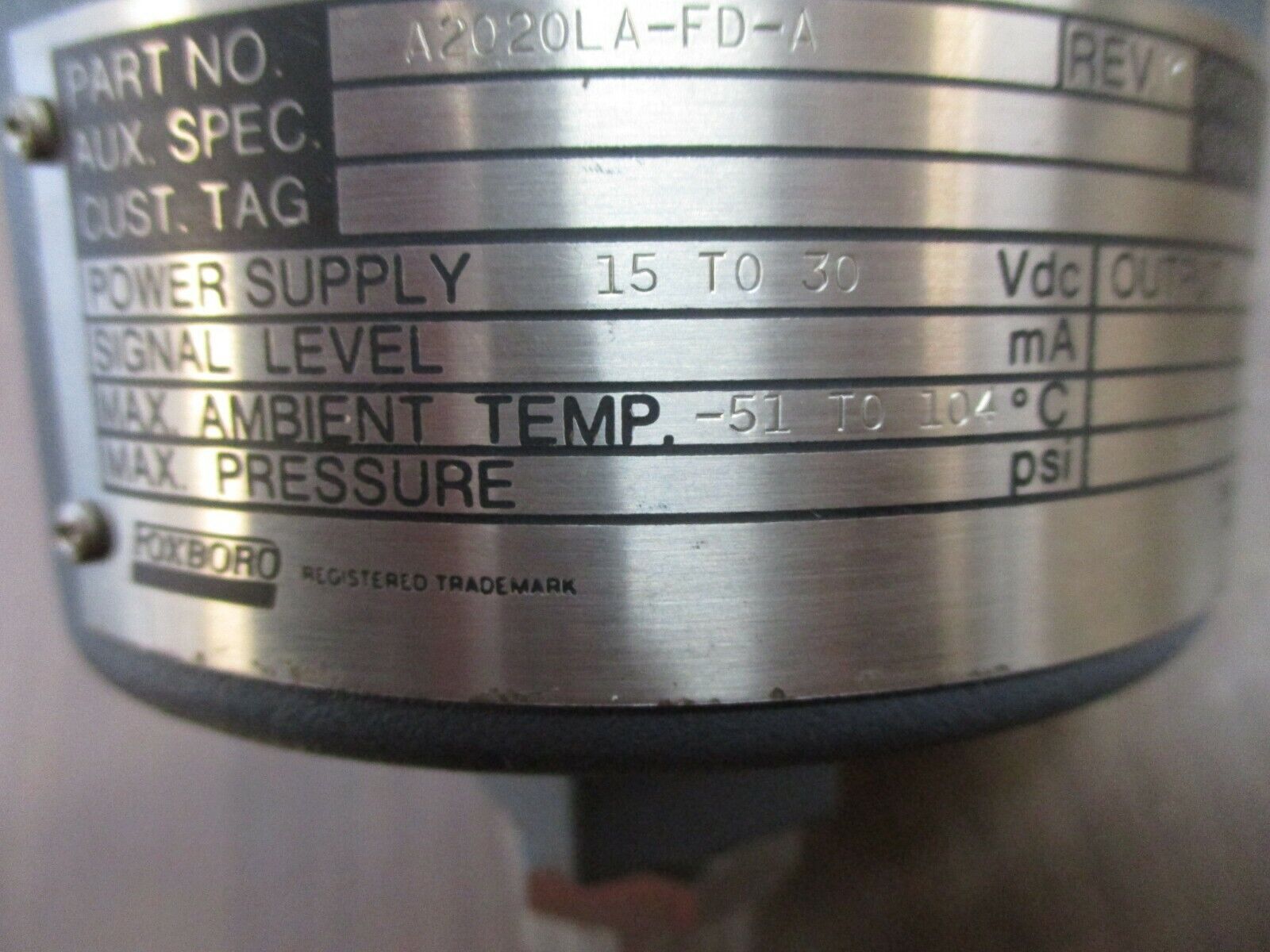 Foxboro Preamplifier A2020LA-FD-A Rev. R Power: 15-30VDC *No Box* New Surplus