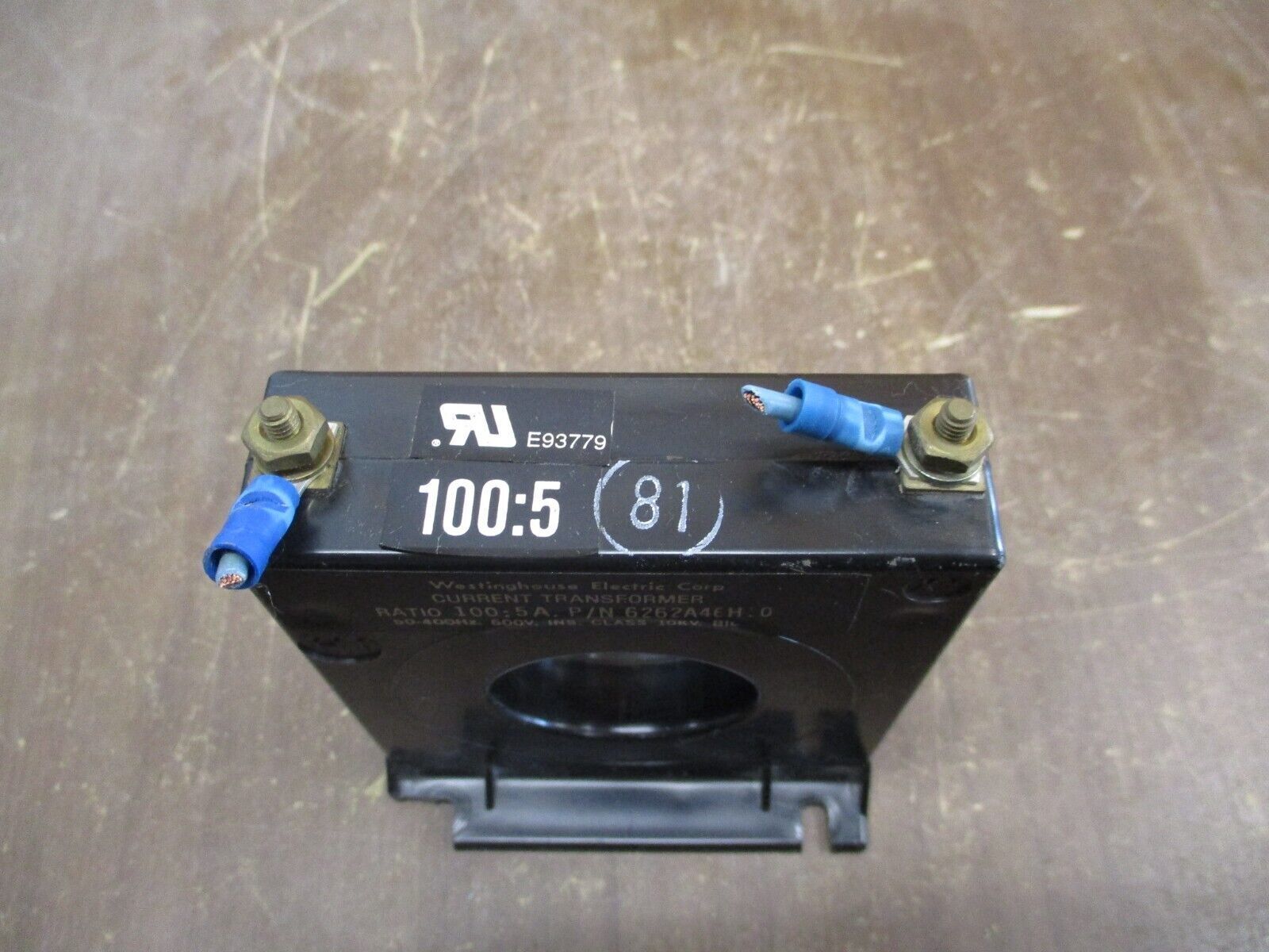 Westinghouse Current Transformer 6262A46H10 Ratio 100:5A 600V 50-400Hz 10KV BIL