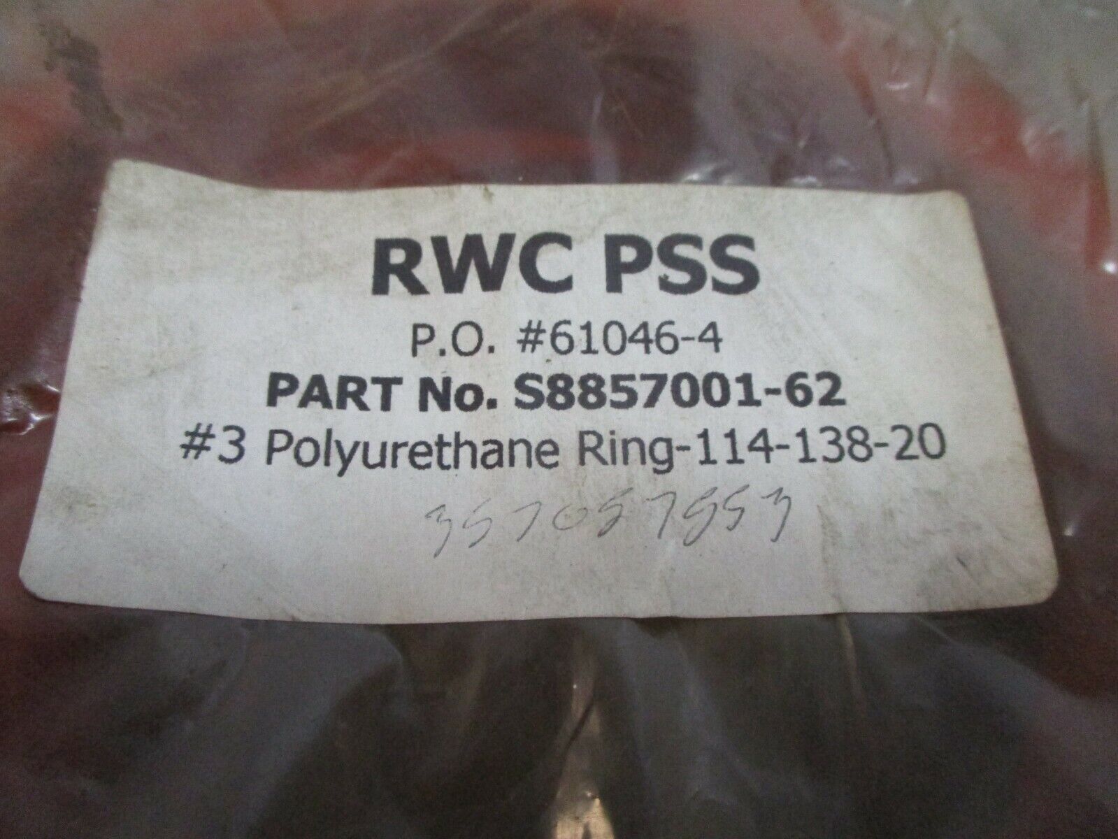 RWS 114-138-20 #3 Polyurethane Ring S8857001-62 *Lot of 2* *No Box* New Surplus