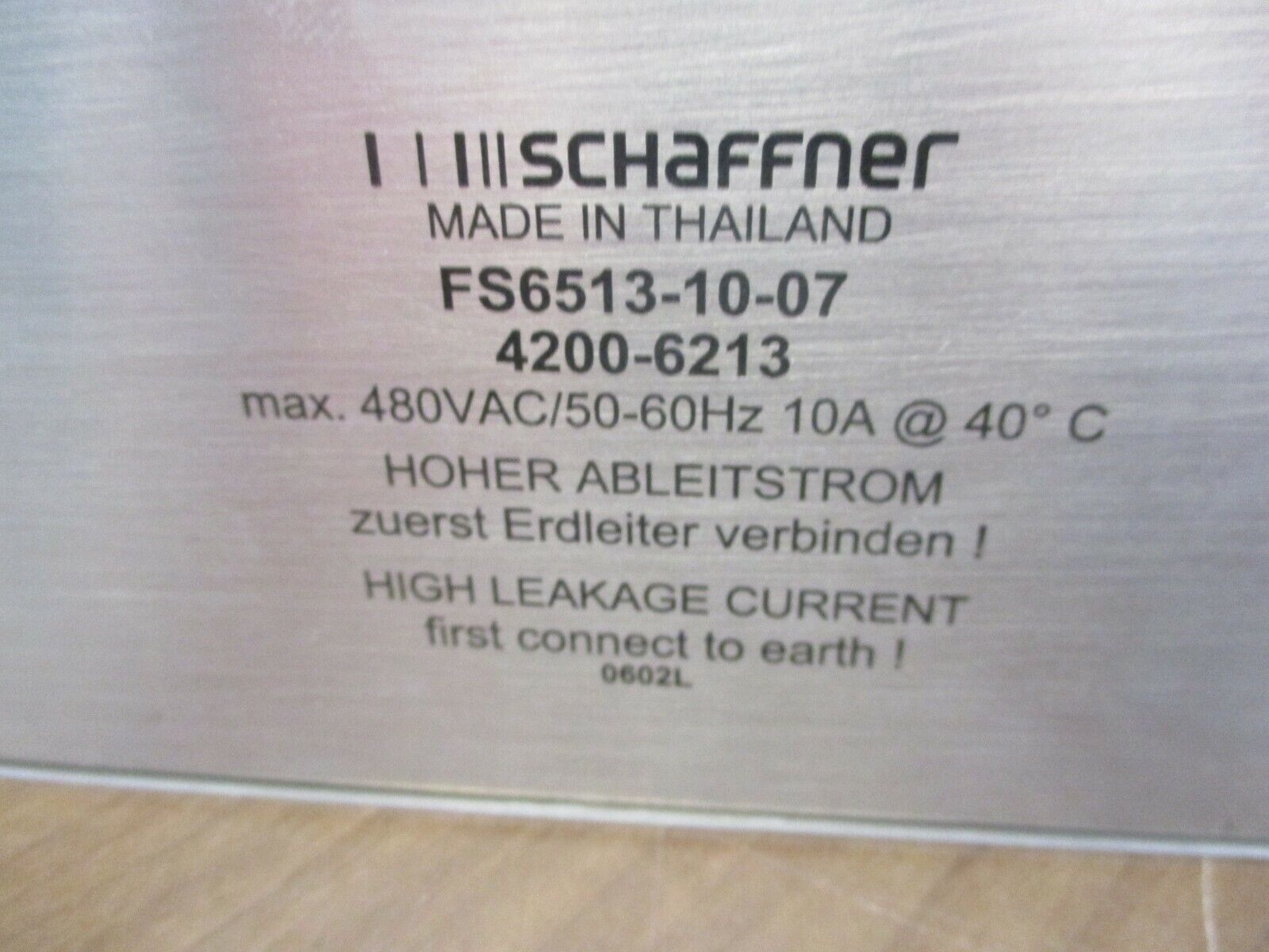 Schaffner Line Filter FS6513-10-07 480V 50-60Hz 10A Used