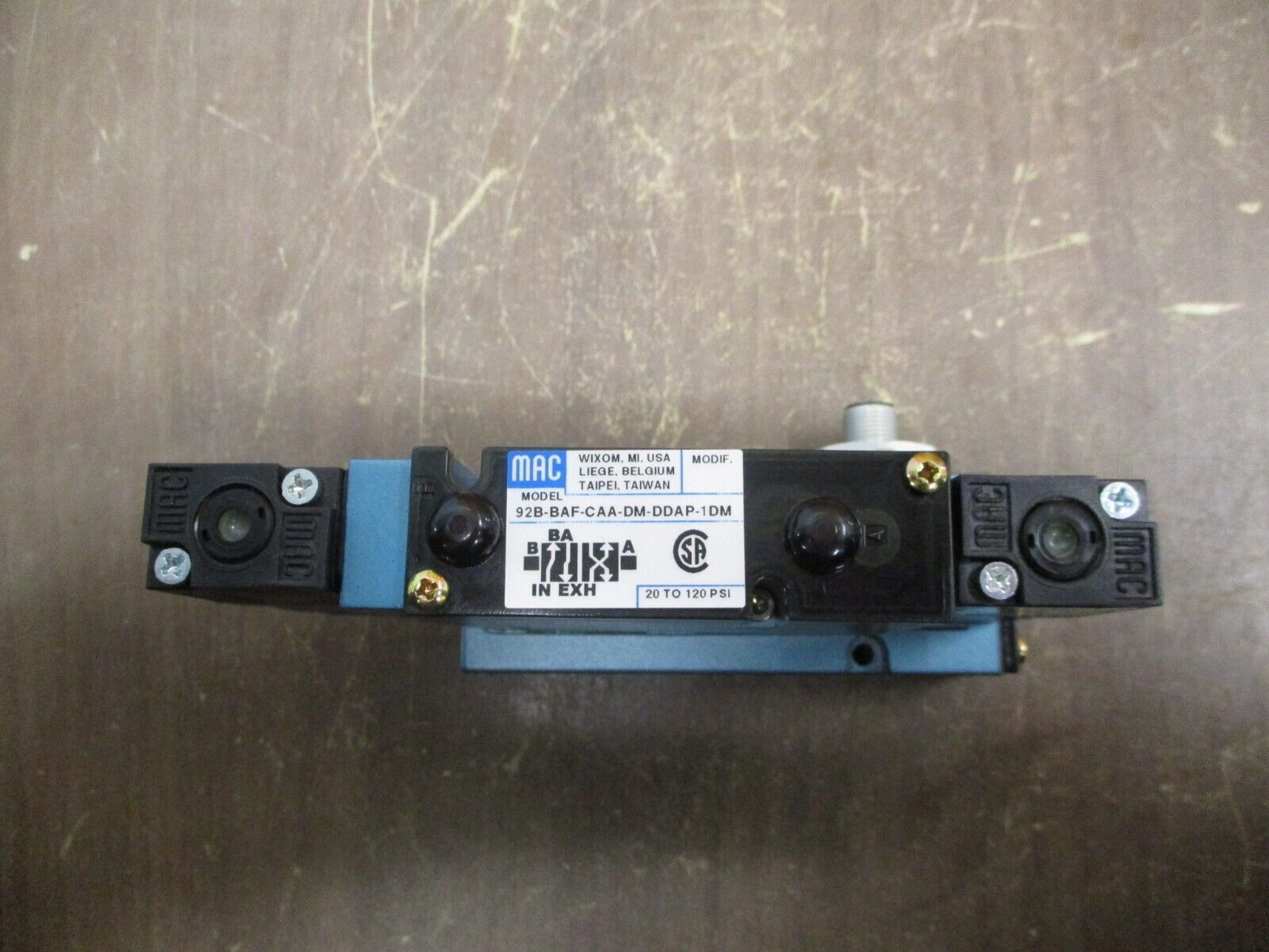 MAC Solenoid Valve 92B-BAF-CAA-DM-DDAP-1DM 20-120PSI *Damaged Box* New Surplus