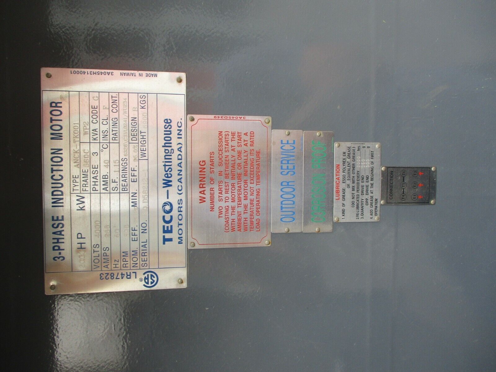Westinghouse / TECO AC Motor ANCK-TK001 2000HP 900RPM 4000V FR: 560C Used