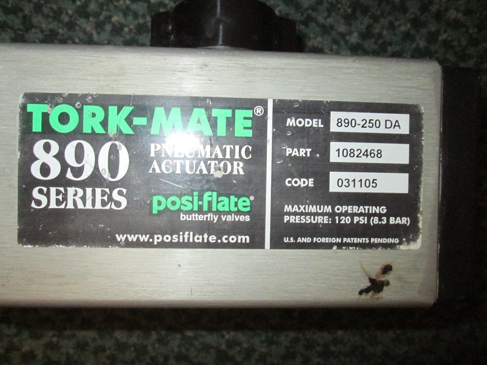 Tork-Mate Pneumatic Actuator 890-250 DA 1082468 031105 120PSI Max Used