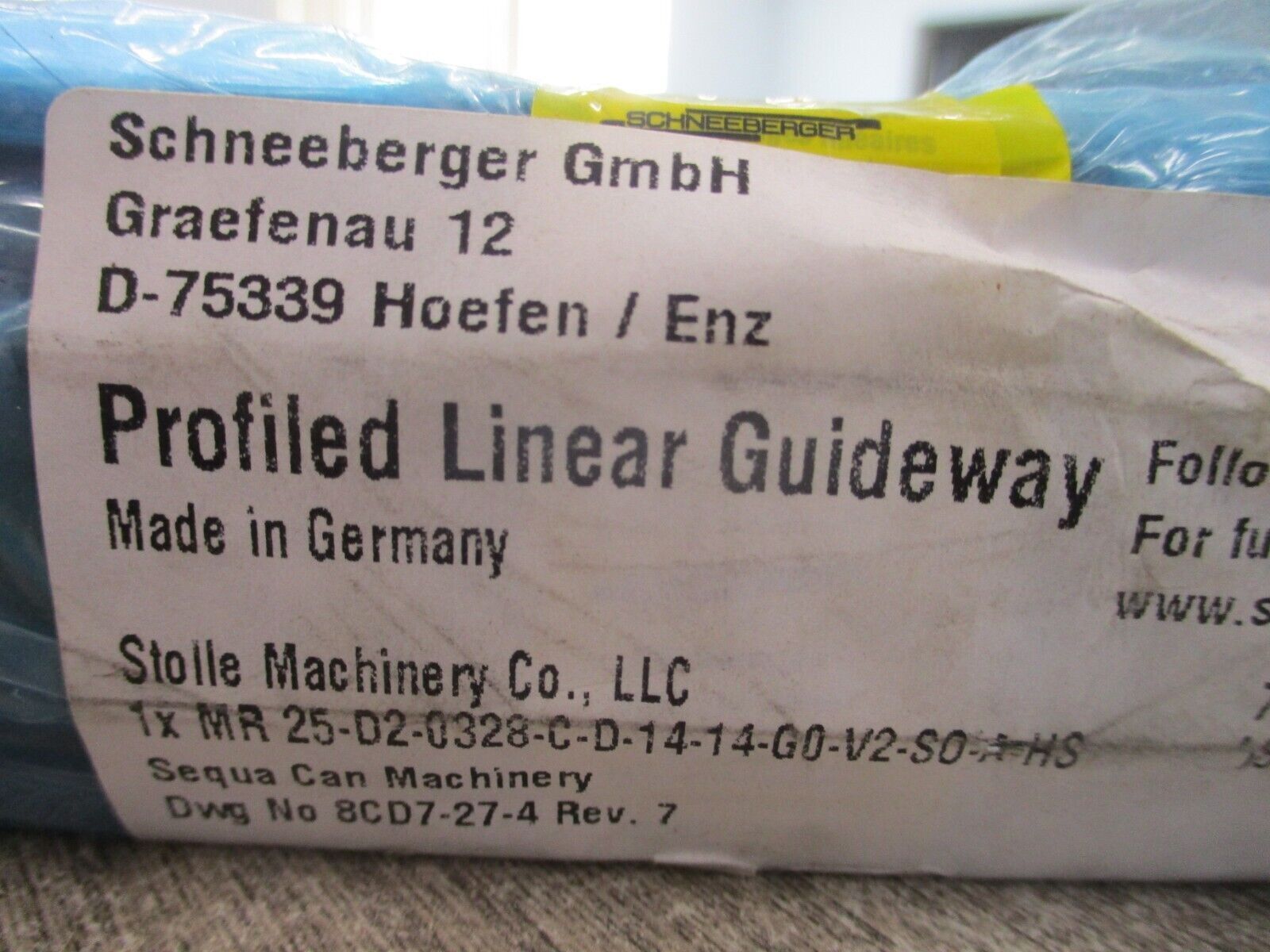 Schneeberger Profiled Linear Guideway MR 25-D2-0328-C-D-14-19-GO-V2-SO-A-HS New
