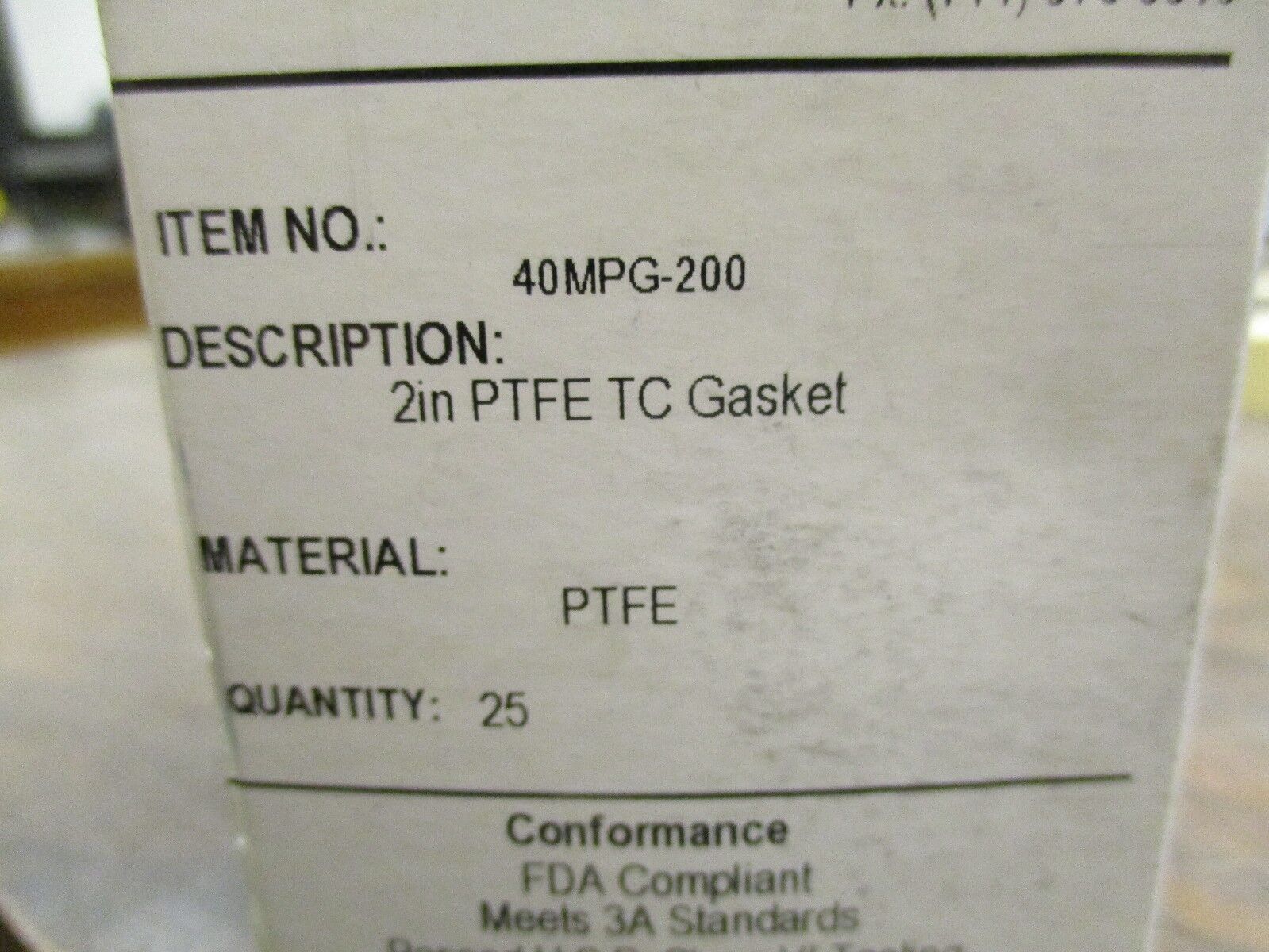 Statco 2in PTFE TC Gasket 40MPG-200 Size: 2" *Box of 25* New Surplus