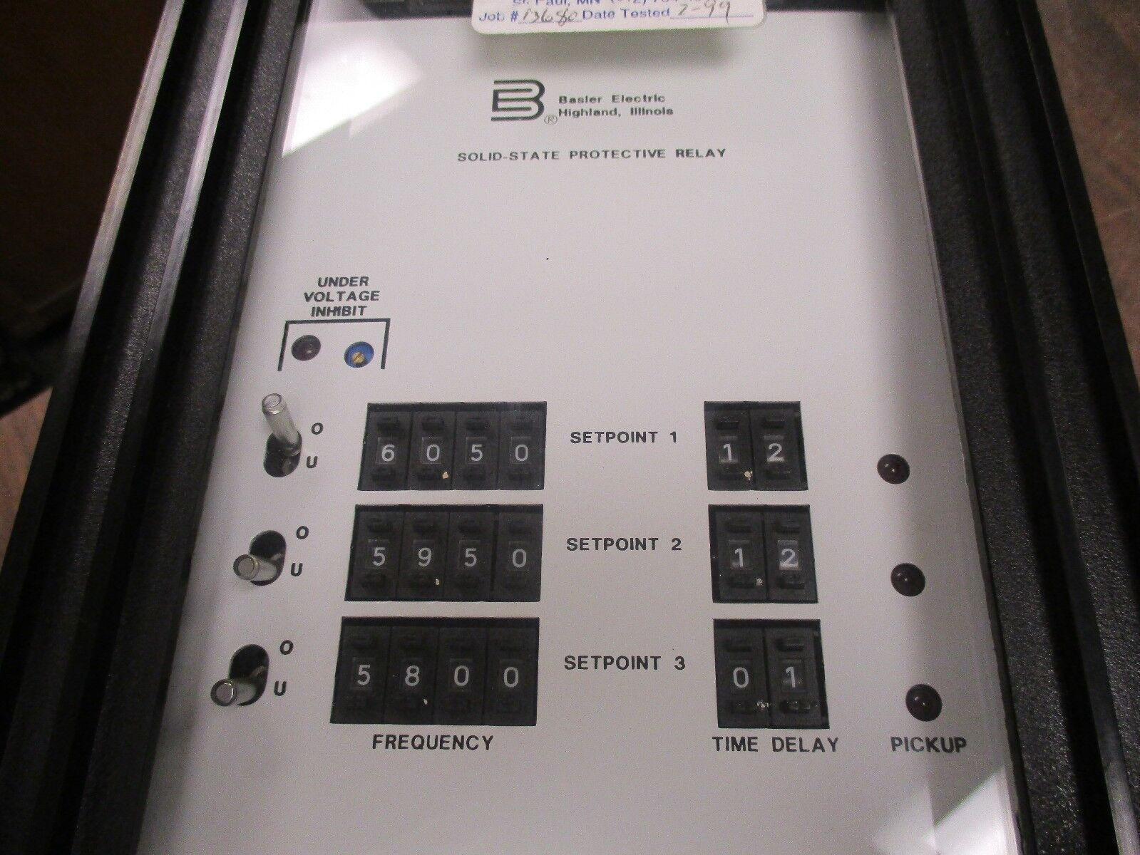 Basler Electric Over/Under Frequency Relay BE1-81 O/U Style #: T3EE1LA8N1F Used