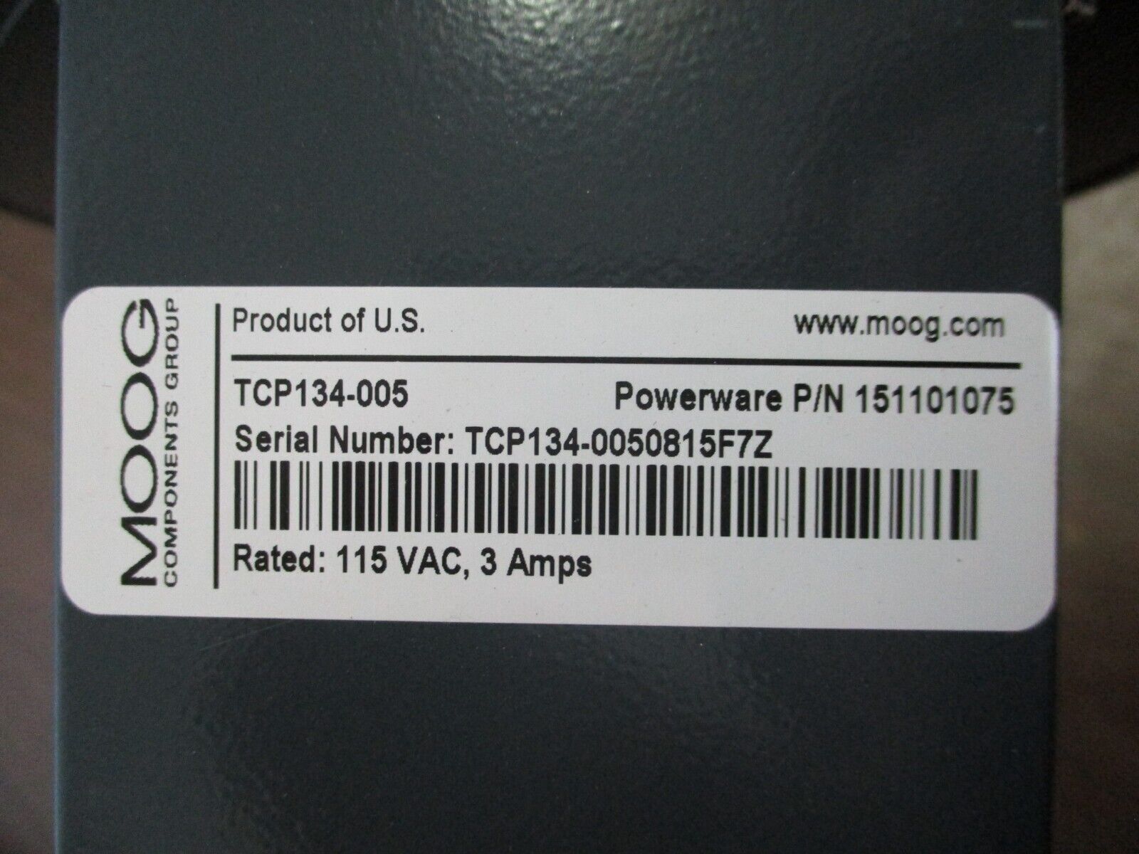 MOOG Centrifugal Blower TCP134-005 115V 3A 1/4HP 3300RPM 1Ph Used