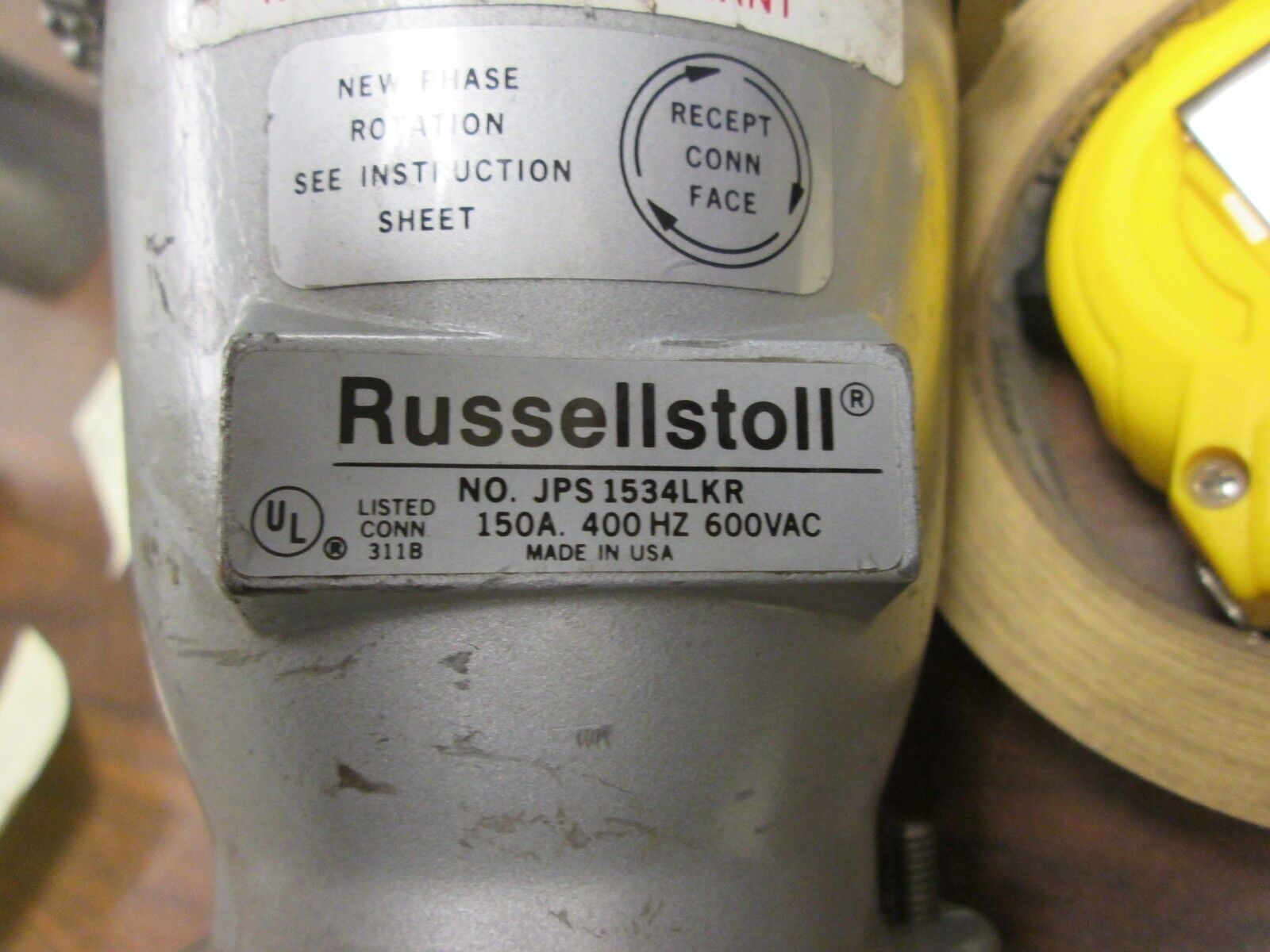 RussellStoll Connector JPS1534LKR 150A 600V 3P 4W 400Hz Used