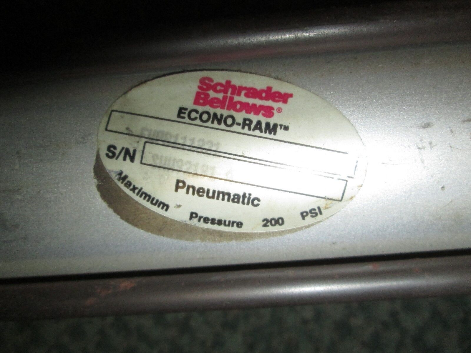 Schrader Bellows Econo-Ram Pneumatic Cylinder EHPR111321 200 PSI Used