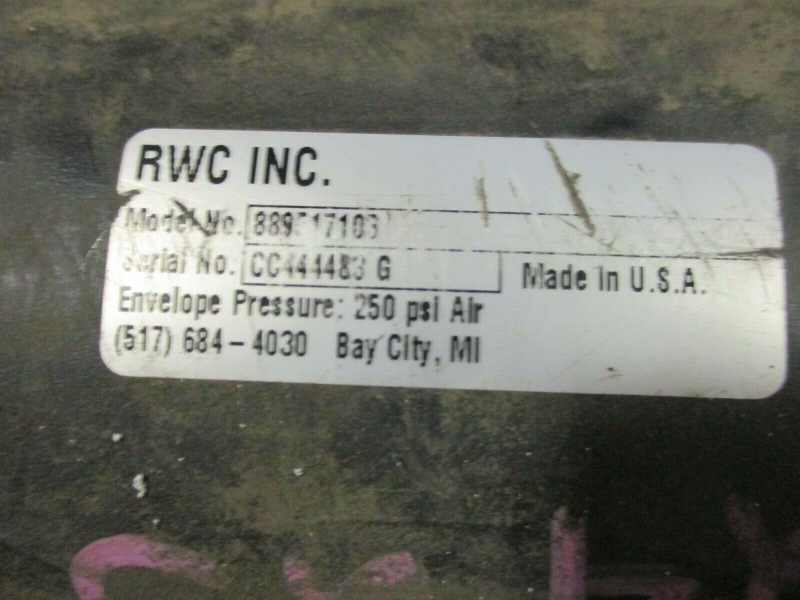 RWC Air Cylinder 889517103 250 PSI Used