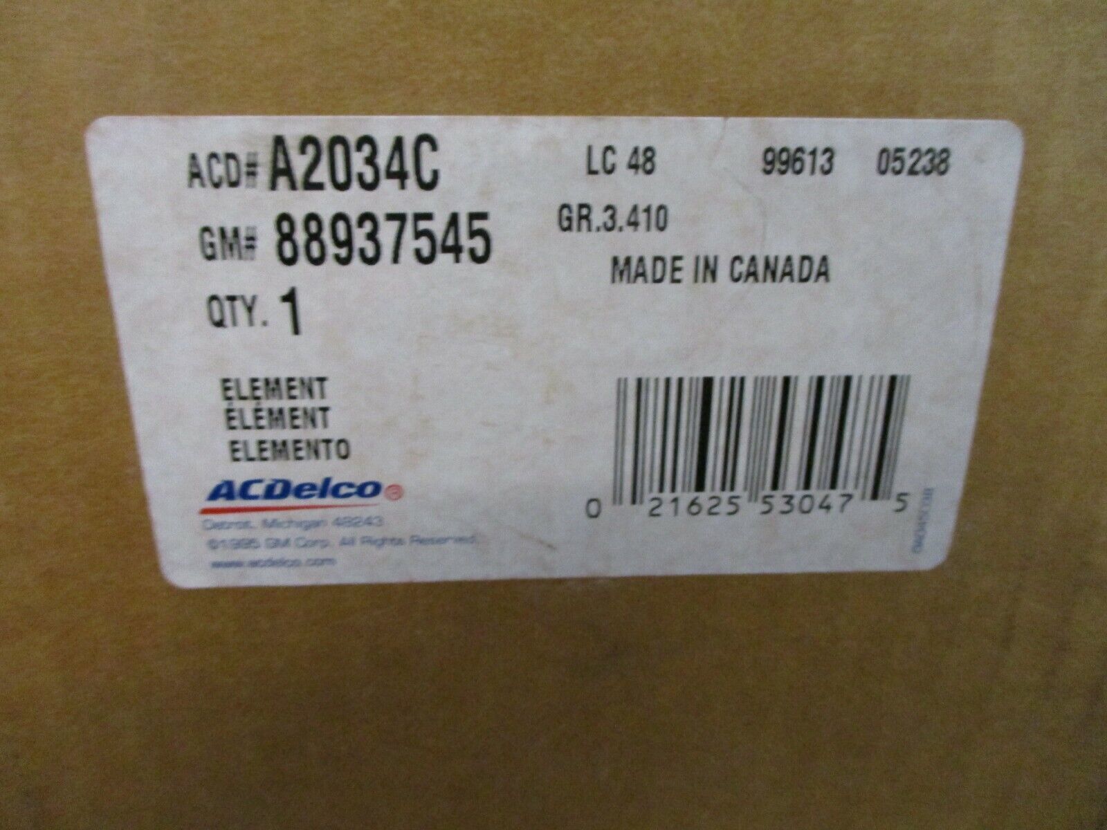 ACDelco Filter Element A2034C New Surplus