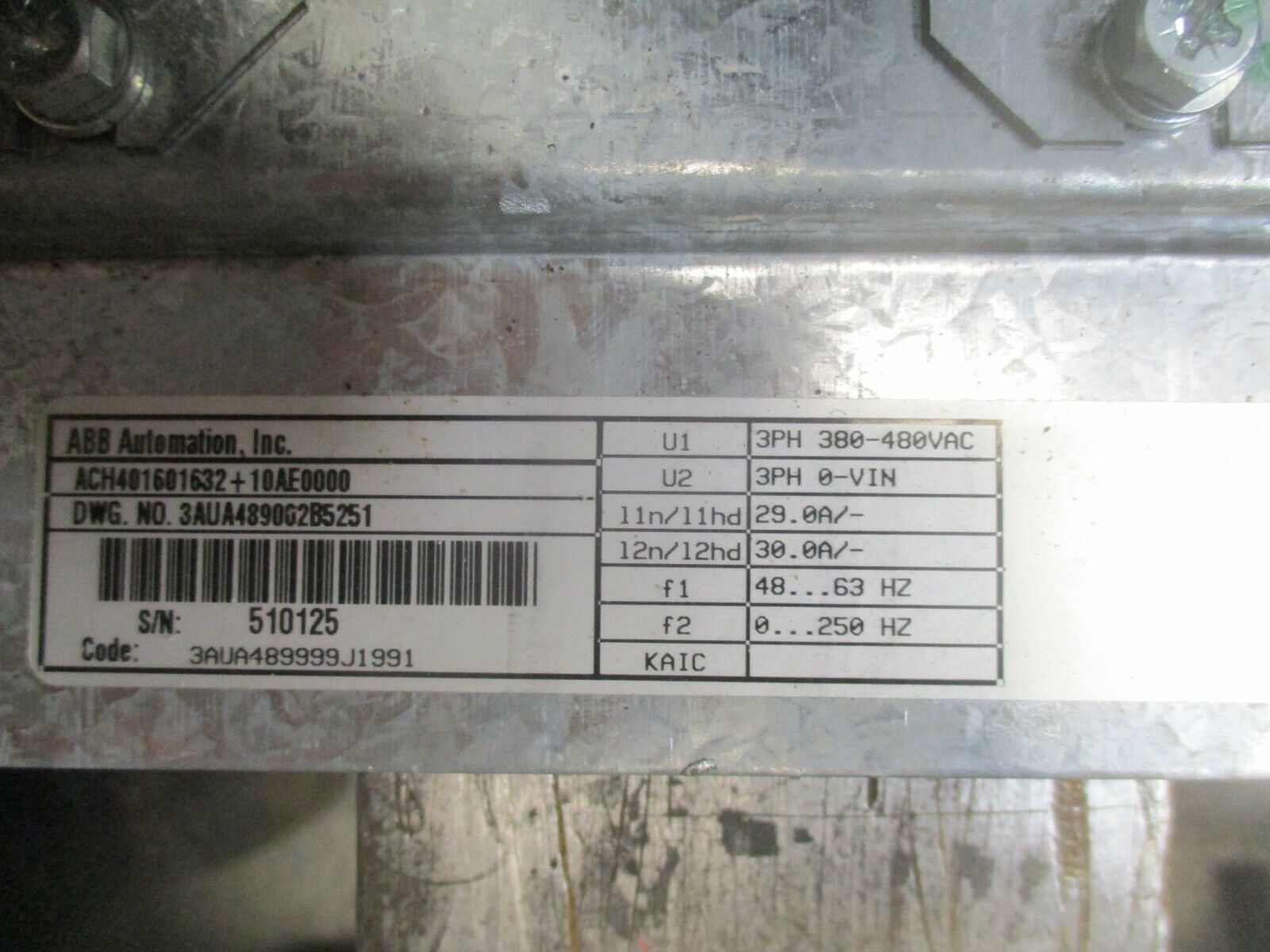 ABB ACH401 AC Drive w/ Bypass ACH401601632+10AE0000 20HP 3Ph 380-480V Used