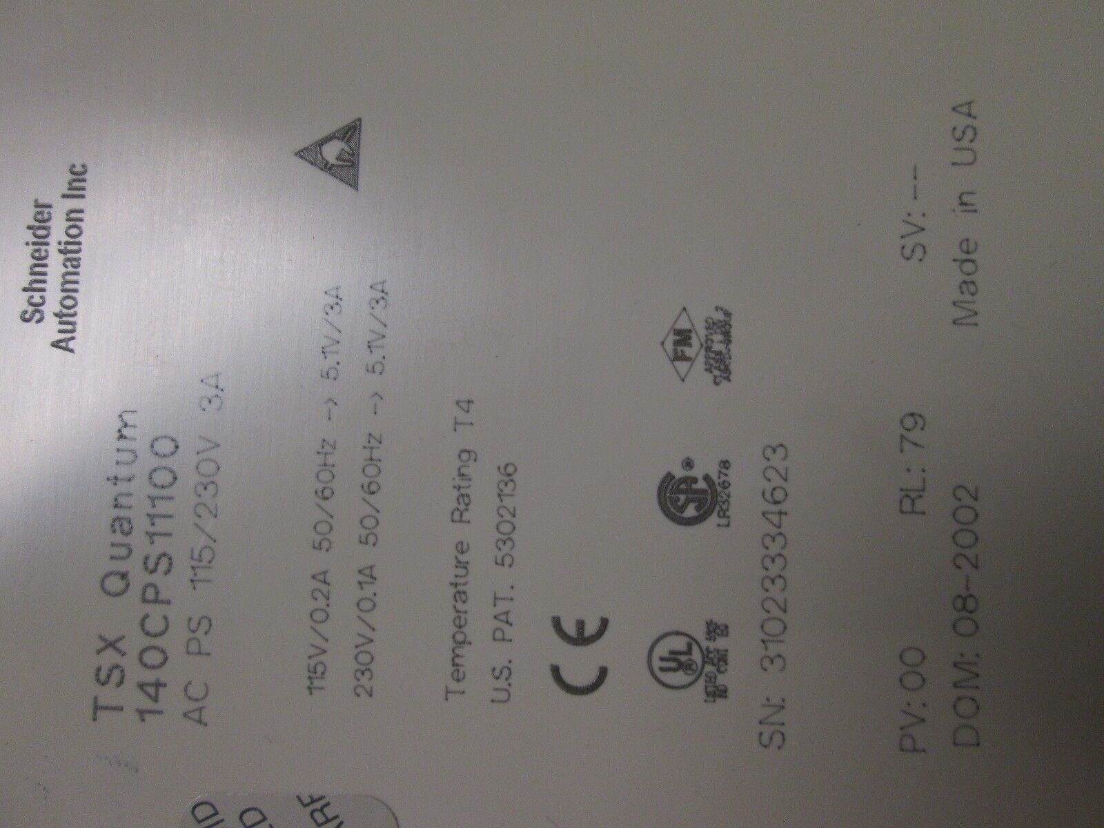 Schneider Electric TXS Quantum 140CPS11100 PS 115/230 VAC