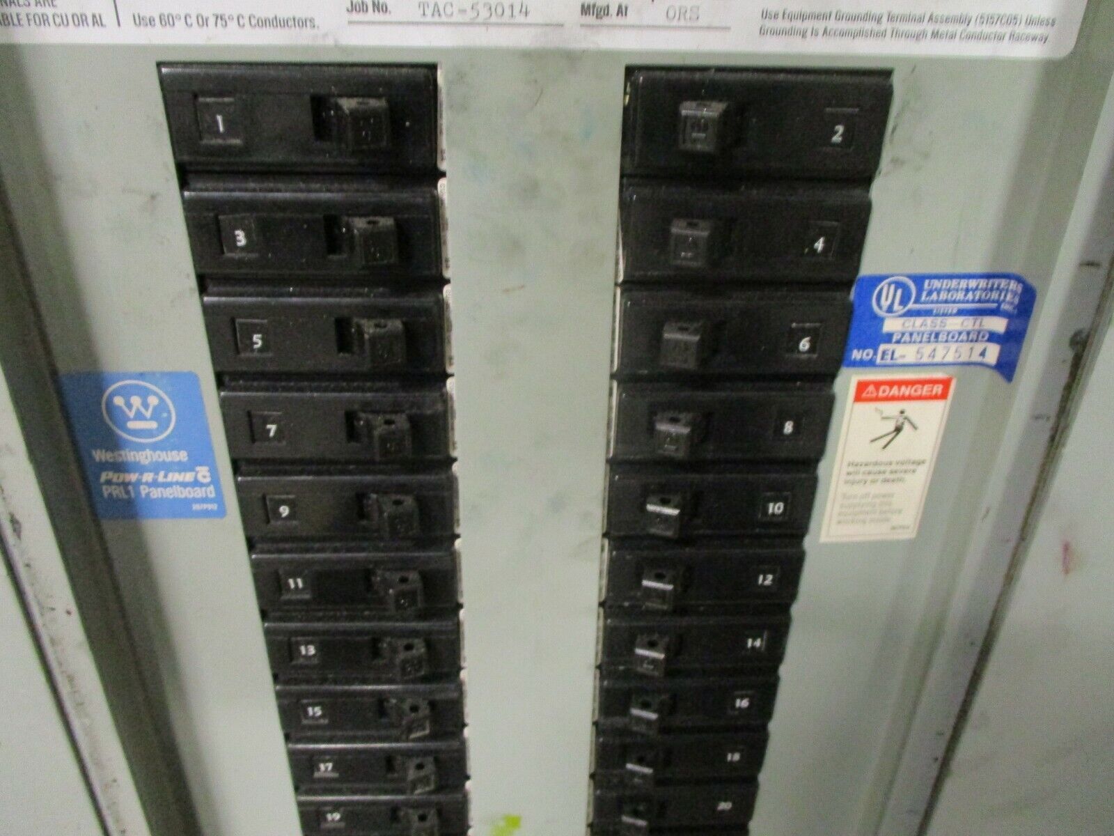 Westinghouse Main Breaker Circuit Breaker Panel 5158C03G20 225A Max 208Y/120 3Ph