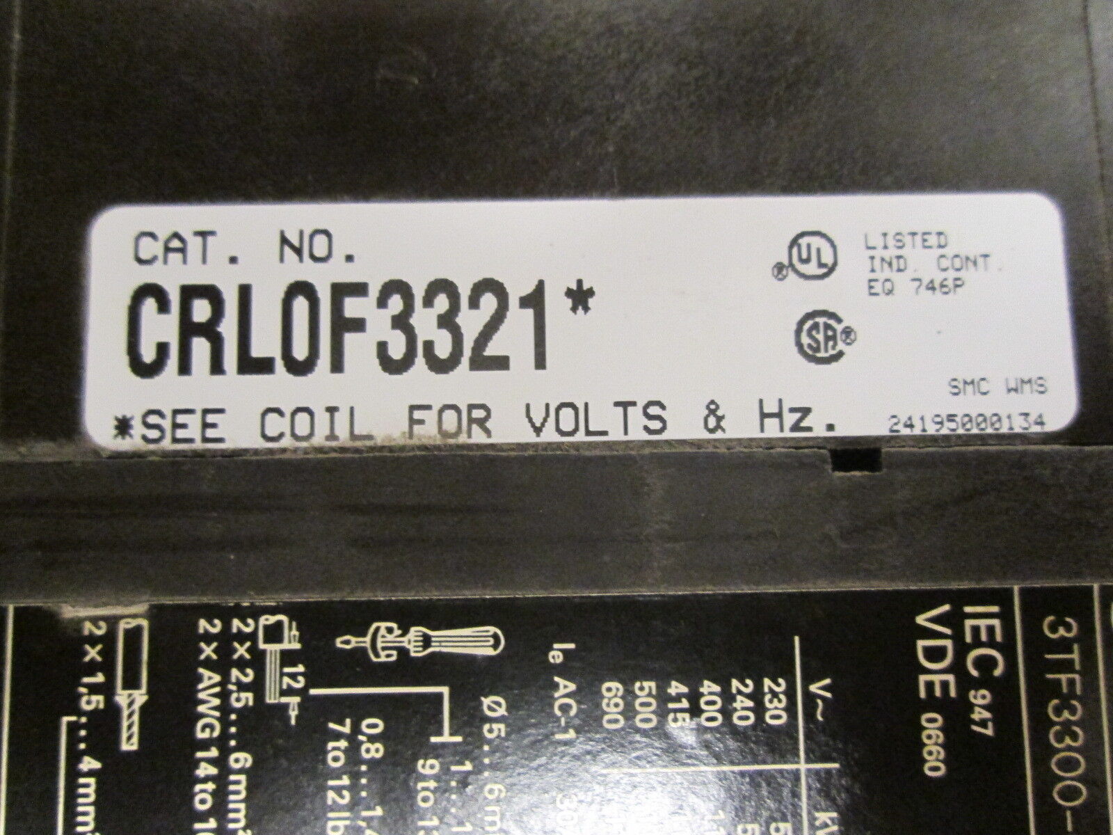 Siemens Reversing Starter CRL0F3321* 3UA52 00-1E Range 2.5-4A 120V coil Used