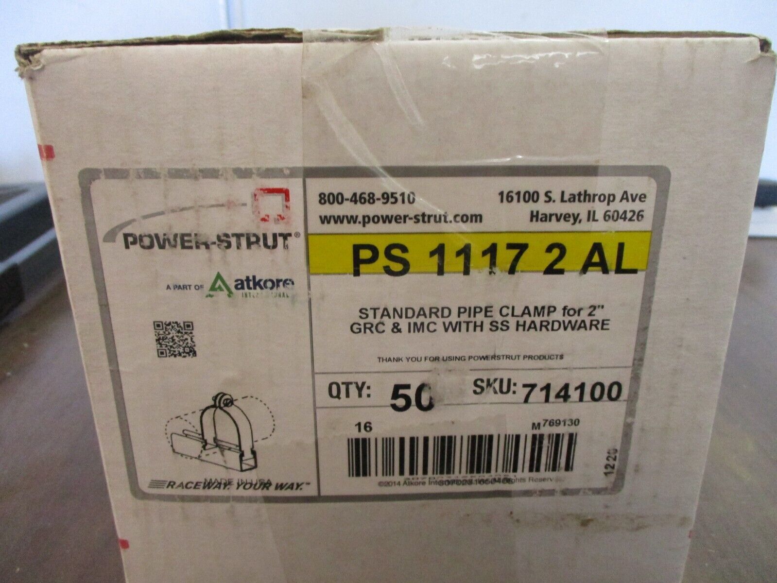 Power Strut Standard Pipe Clamp PS 1117 2 AL For 2" GRC/IMC w/ SS Hardware