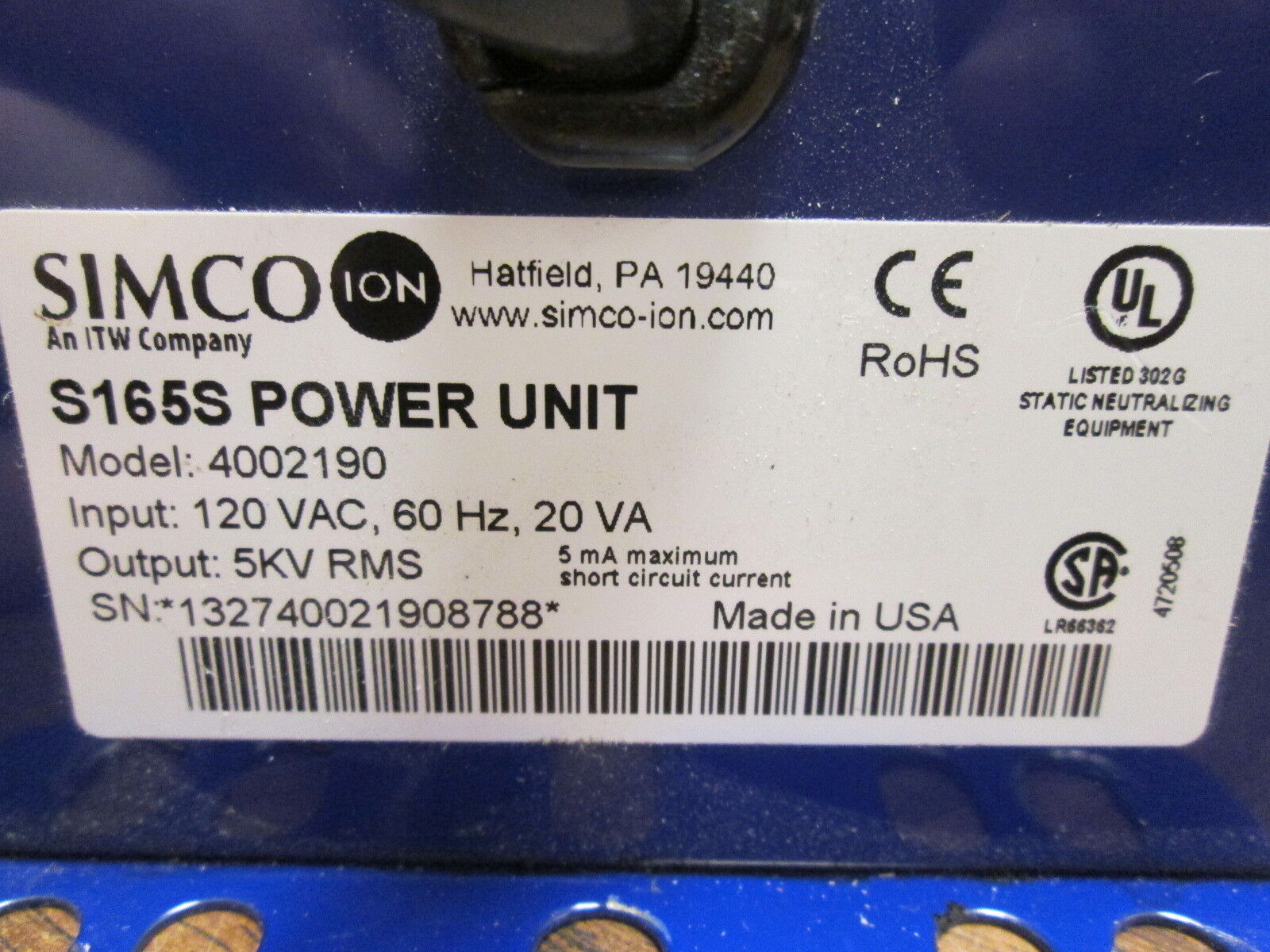 SIMCO S165S Power Unit 4002190 Used