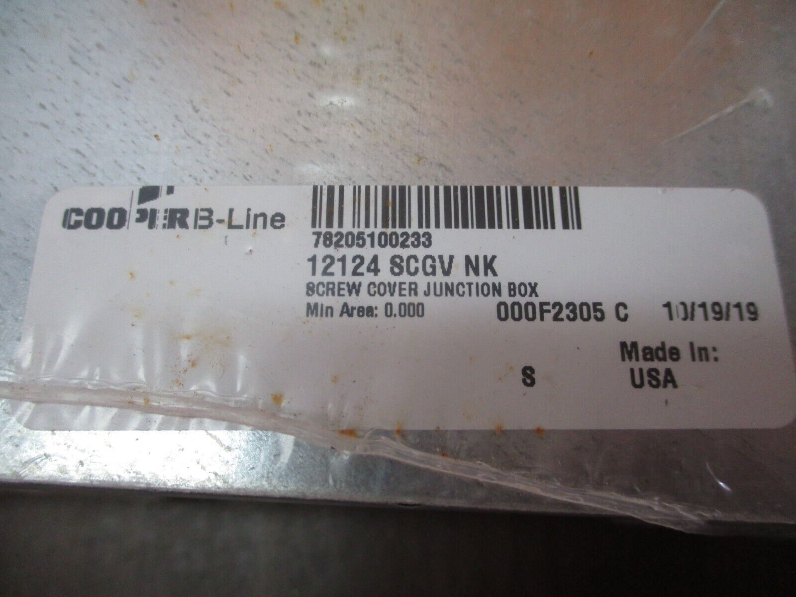 Cooper B-Line Screw Cover Junction Box 12124 SCGV NK Size: 12" x 12" x 4"
