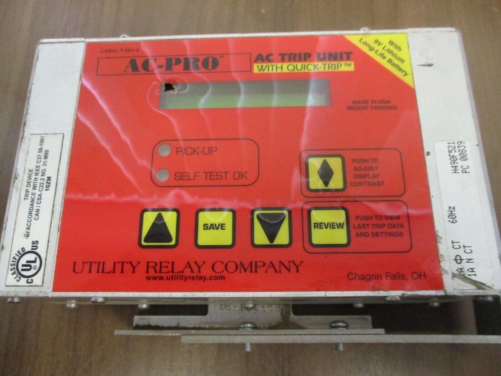 Utility Relay Company AC-Pro AC Trip Unit w/ Quick Trip T-361-2 Used