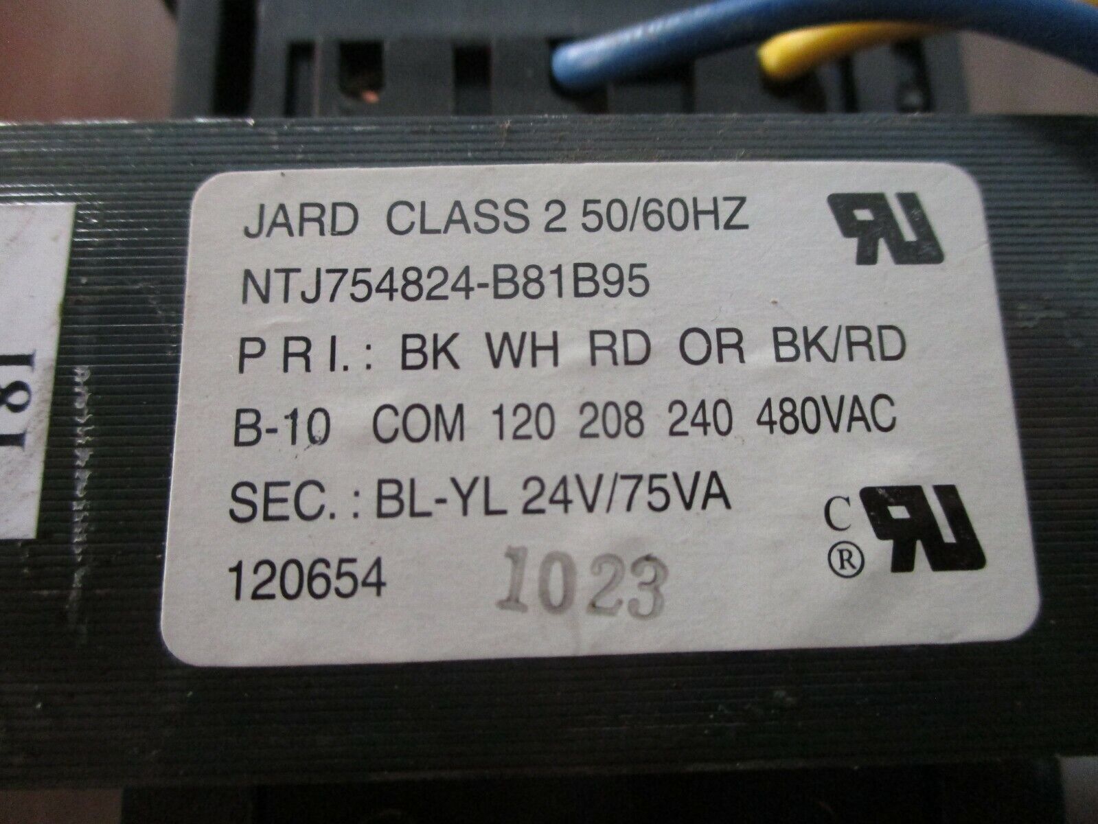 Jard Transformer NTJ754824-B81B95 75VA Pri: 120/208/240/480V Sec: 24V 50/60Hz