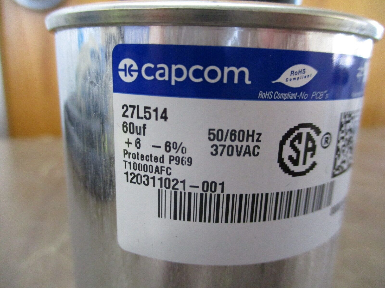Genteq Capacitor 27L514 60uF 370V 50/60Hz Used