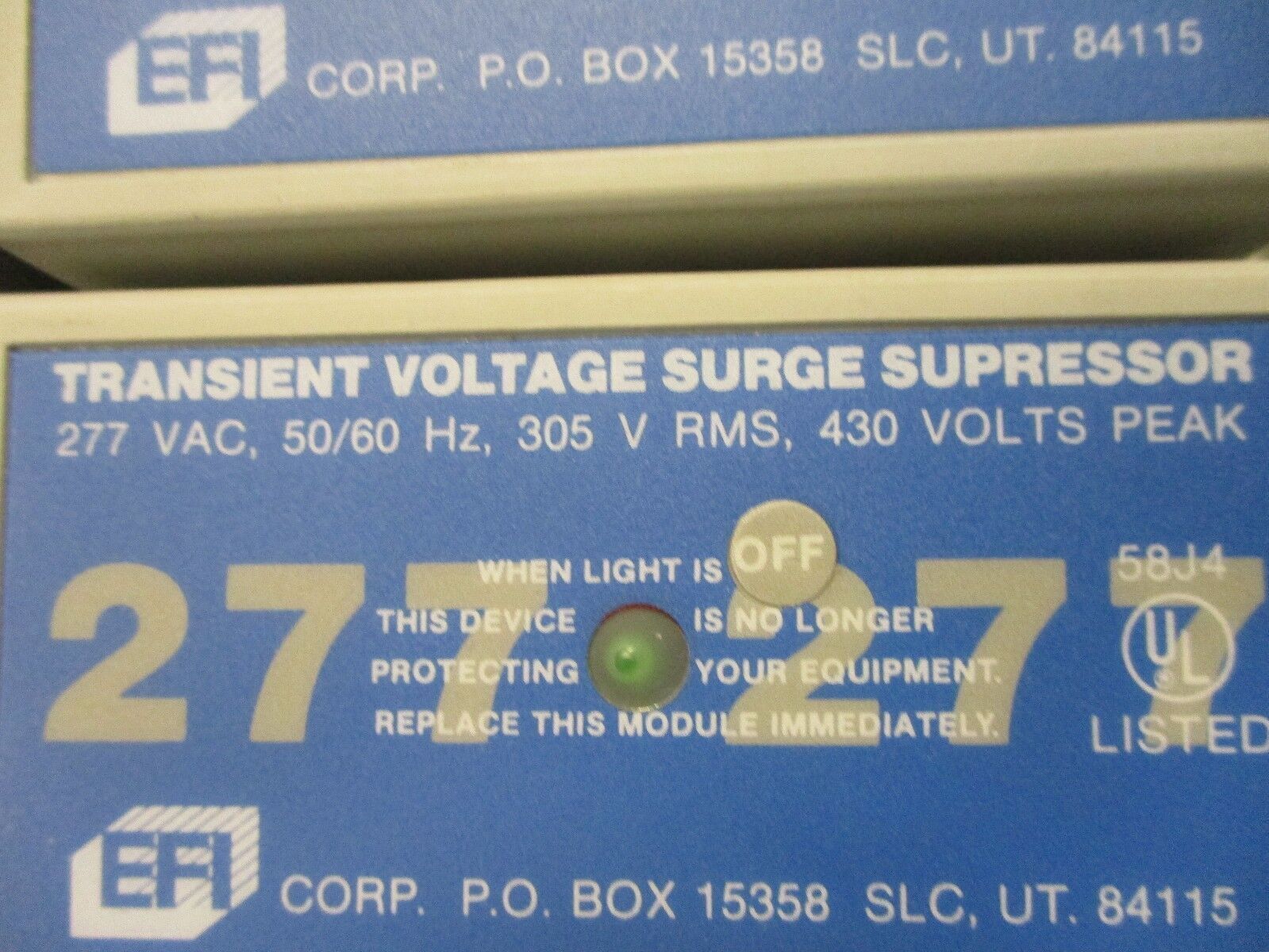 EFI Modular Surge Suppressor TVSS 277V 50/60Hz 305V RMS 430V Peak 3Ph Used