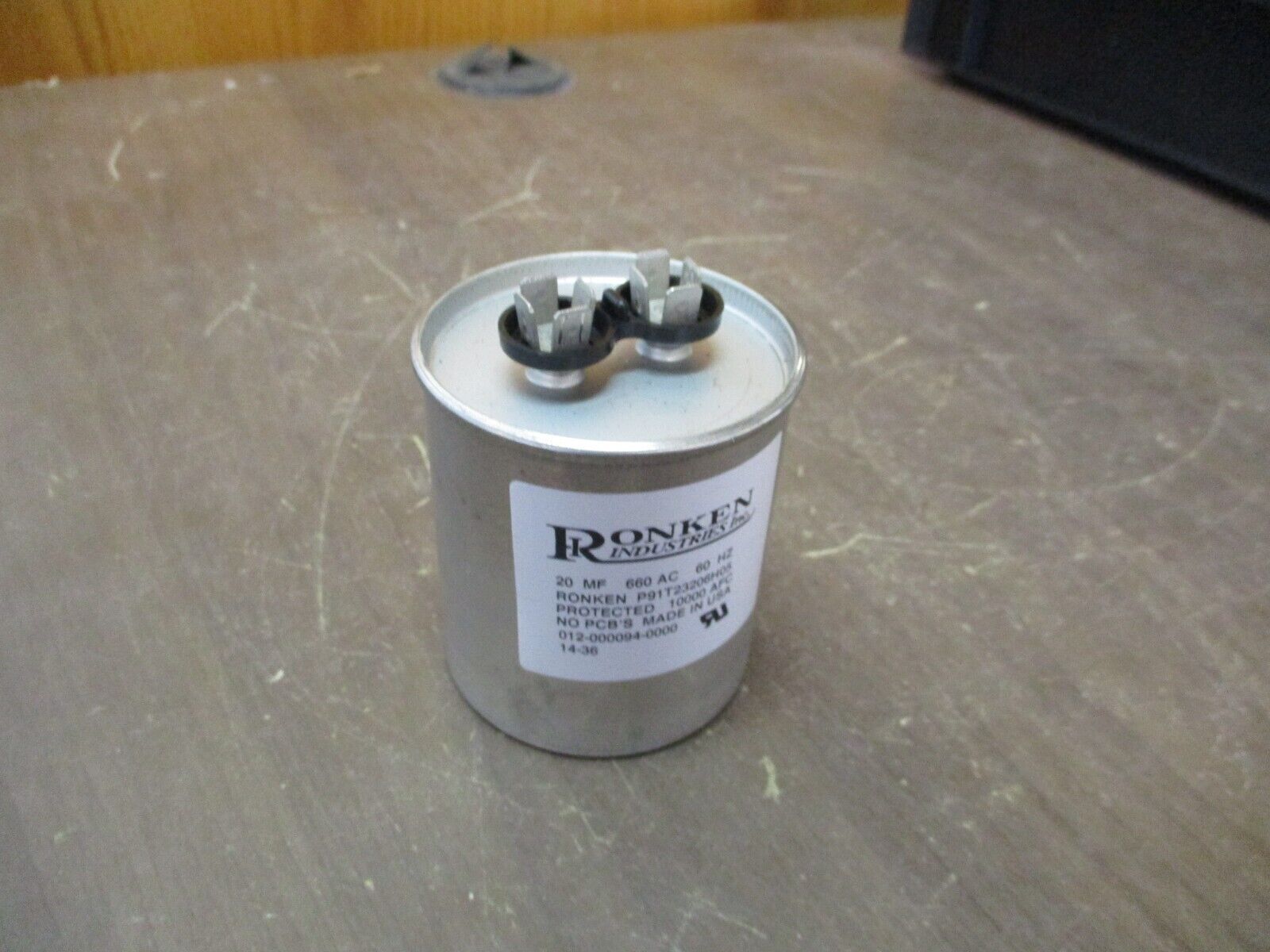Ronken Capacitor P91T23206H05 20MF 660V 60Hz Used