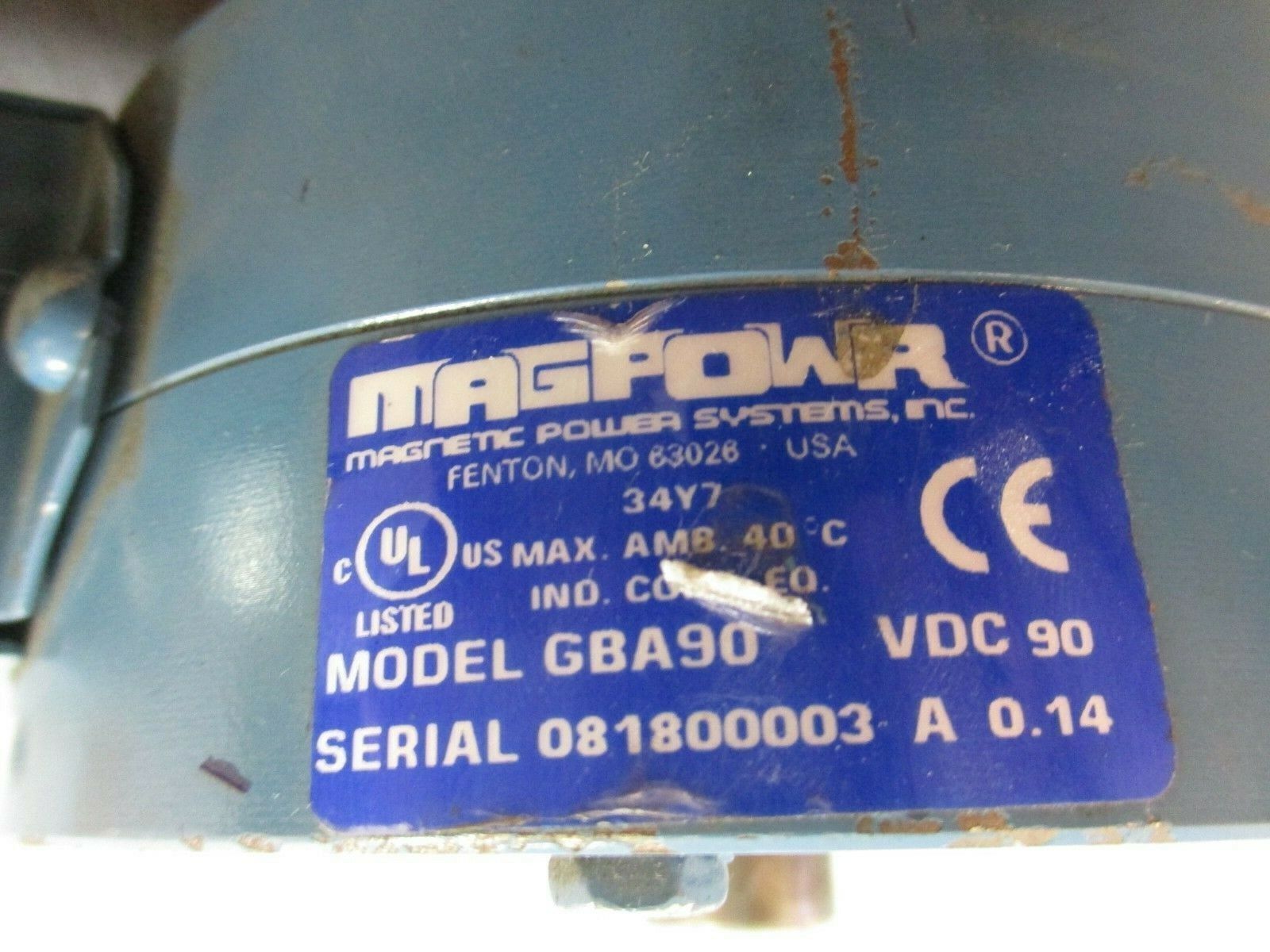 Magpowr Global Magnetic Particle Brake GBA90 90VDC 0.14A Used