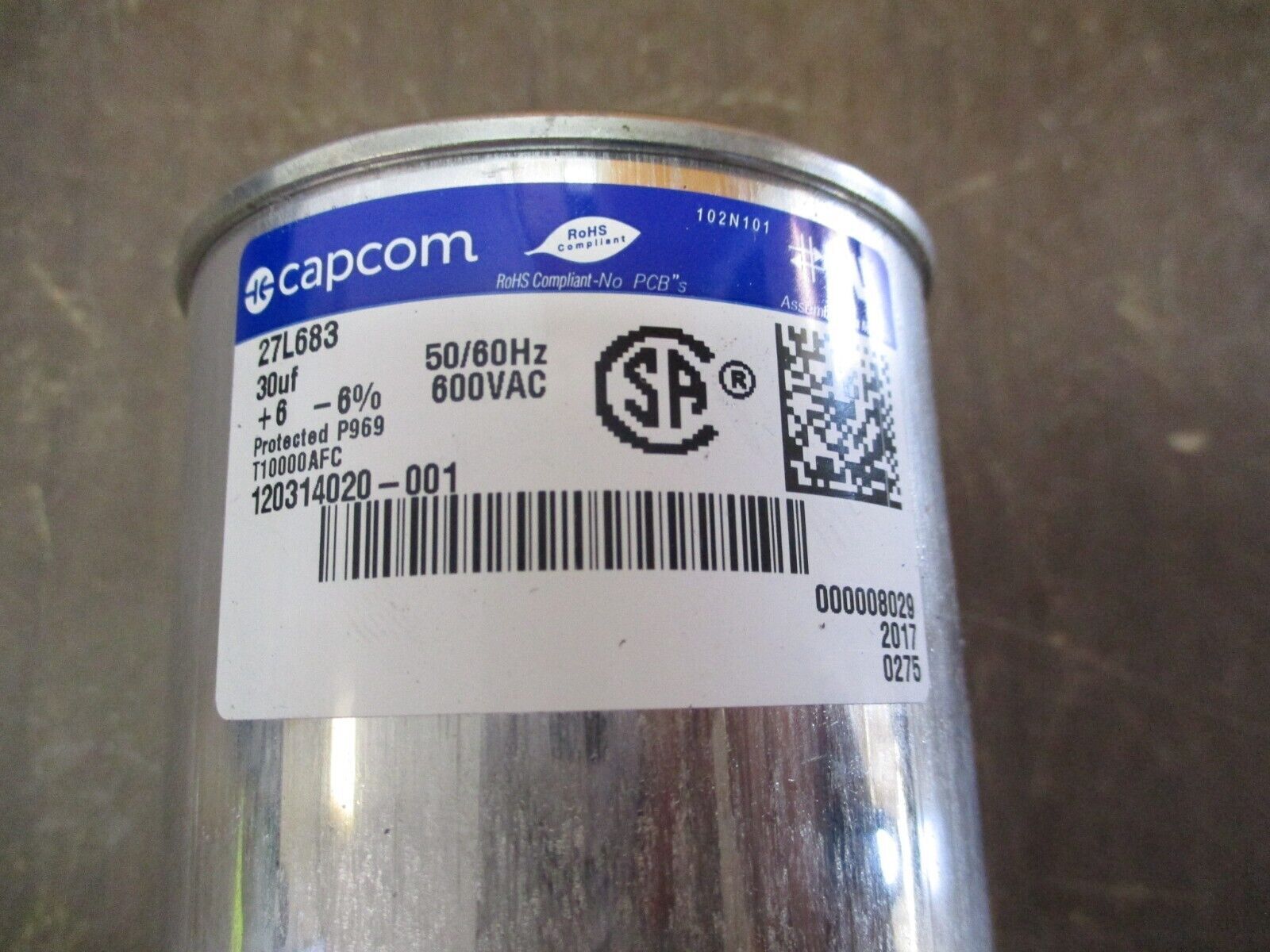 Capcom Capacitor 27L683 30uF 600V 50/60Hz Used