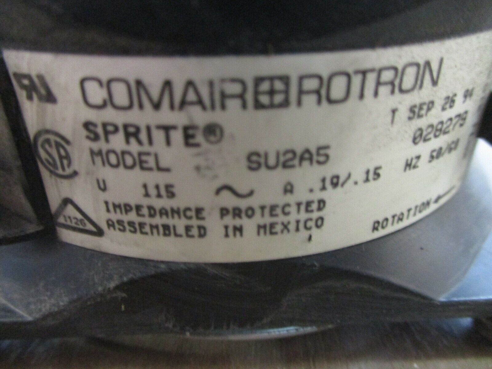 Comair Rotron Sprite Fan SU2A5 115V 0.19/0.15A 50/60Hz Used