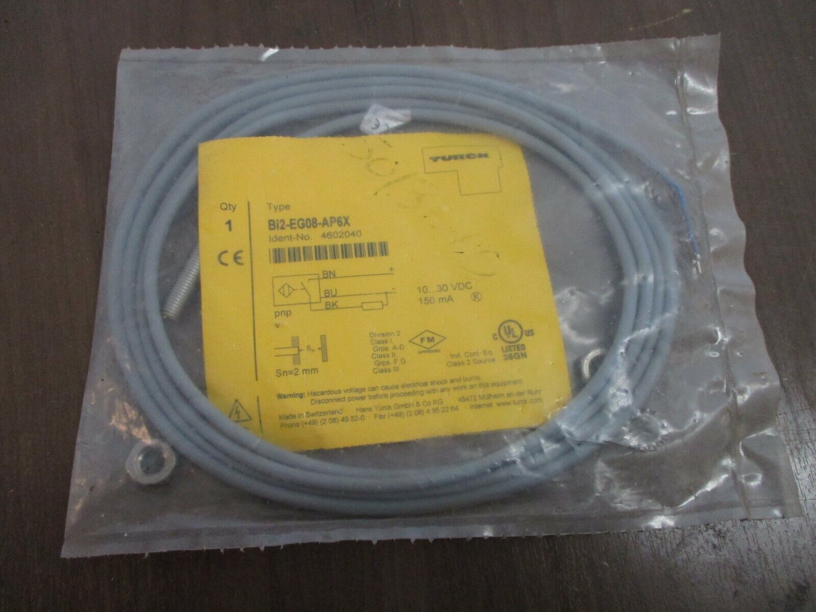 Turck Inductive Sensor Bi2-EG08-AP6X 10-30VDC 150mA New Surplus