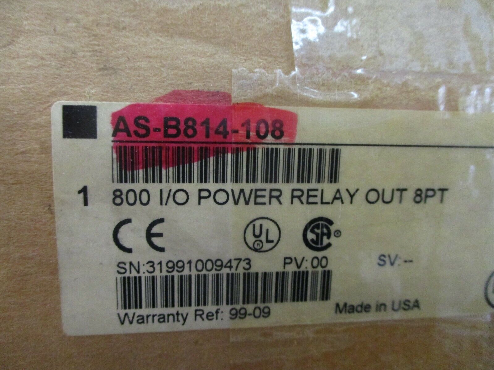 Schneider Automation Modicon 800 I/O Power Relay Output Module AS-B814-108 8PT