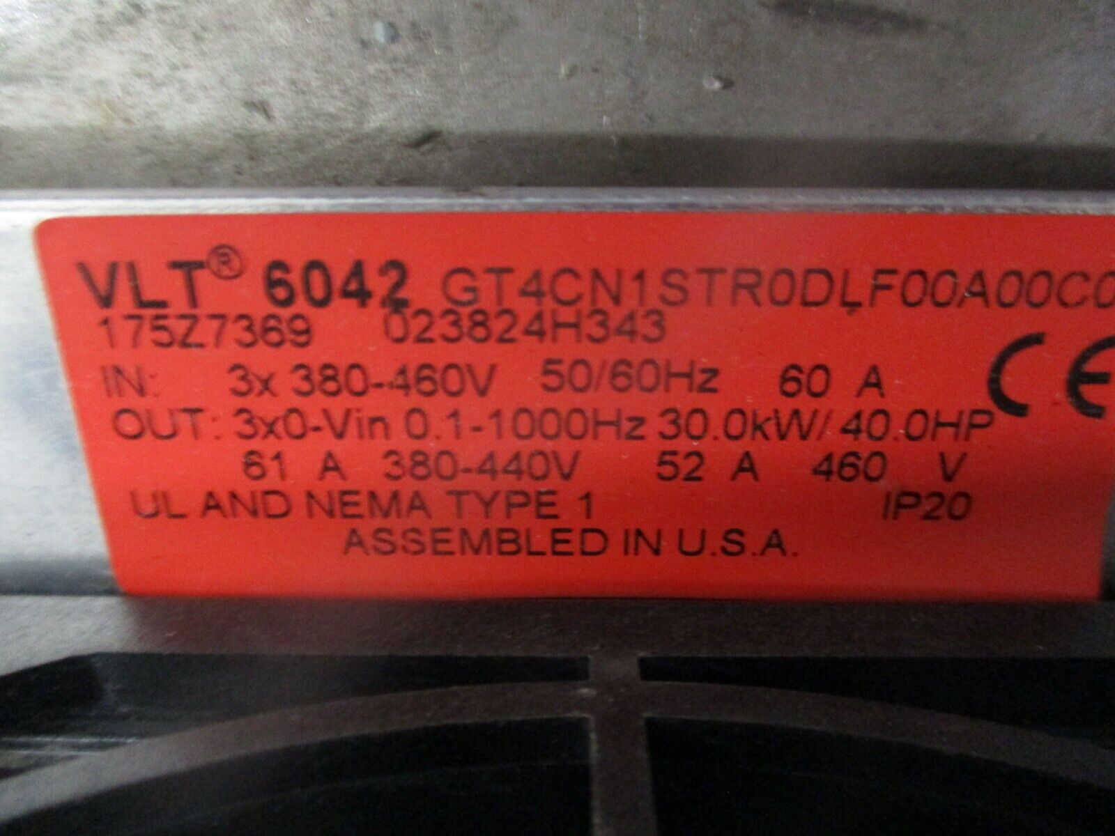 Danfoss VLT 6042 AC Drive 175Z7369 40HP 3Ph w/ Keypad Used