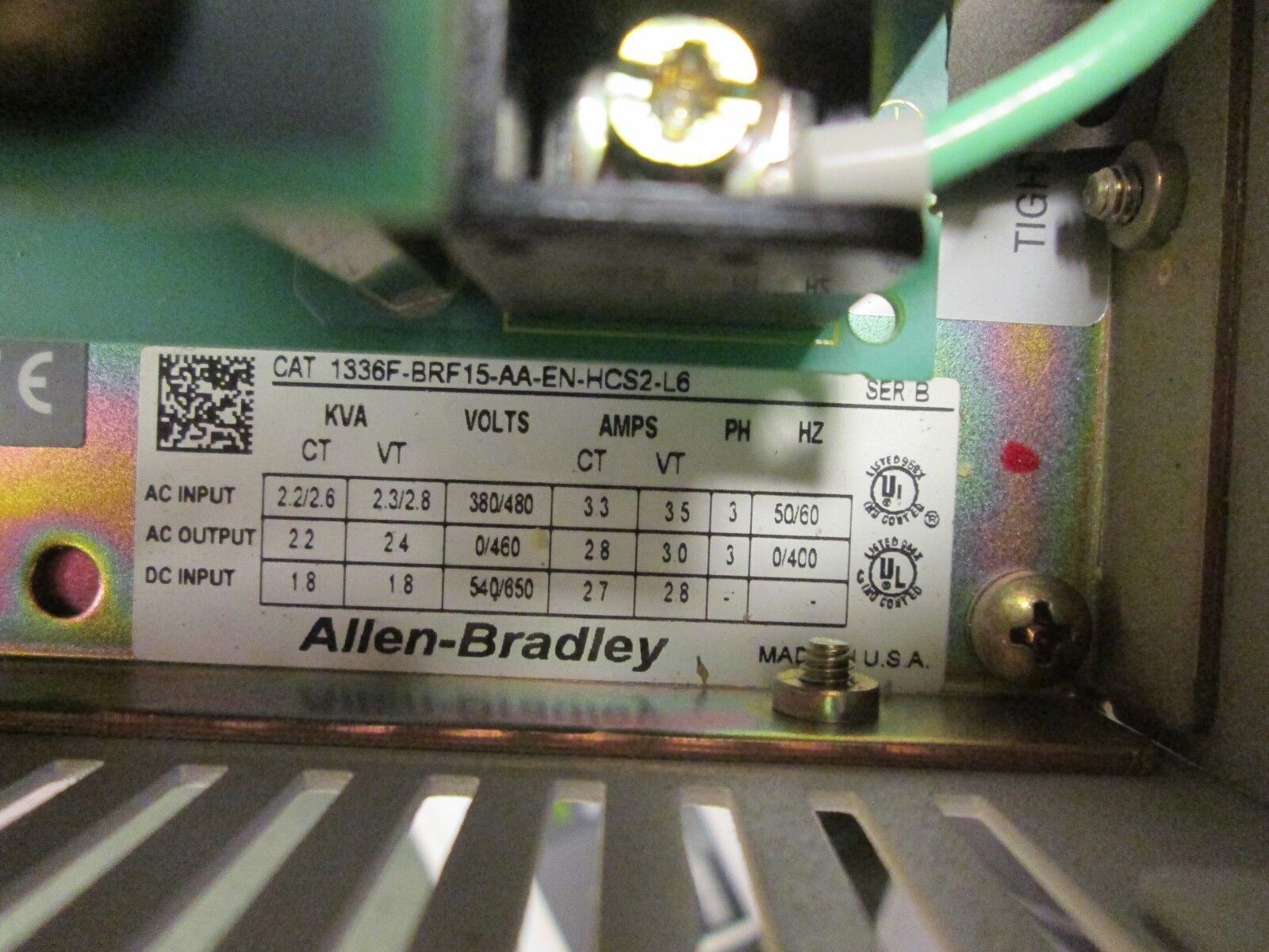 Allen-Bradley 1336 Plus AC Drive w L6 Board 1336F-BRF15-AA-EN-HCS2-L6 1.5HP Used