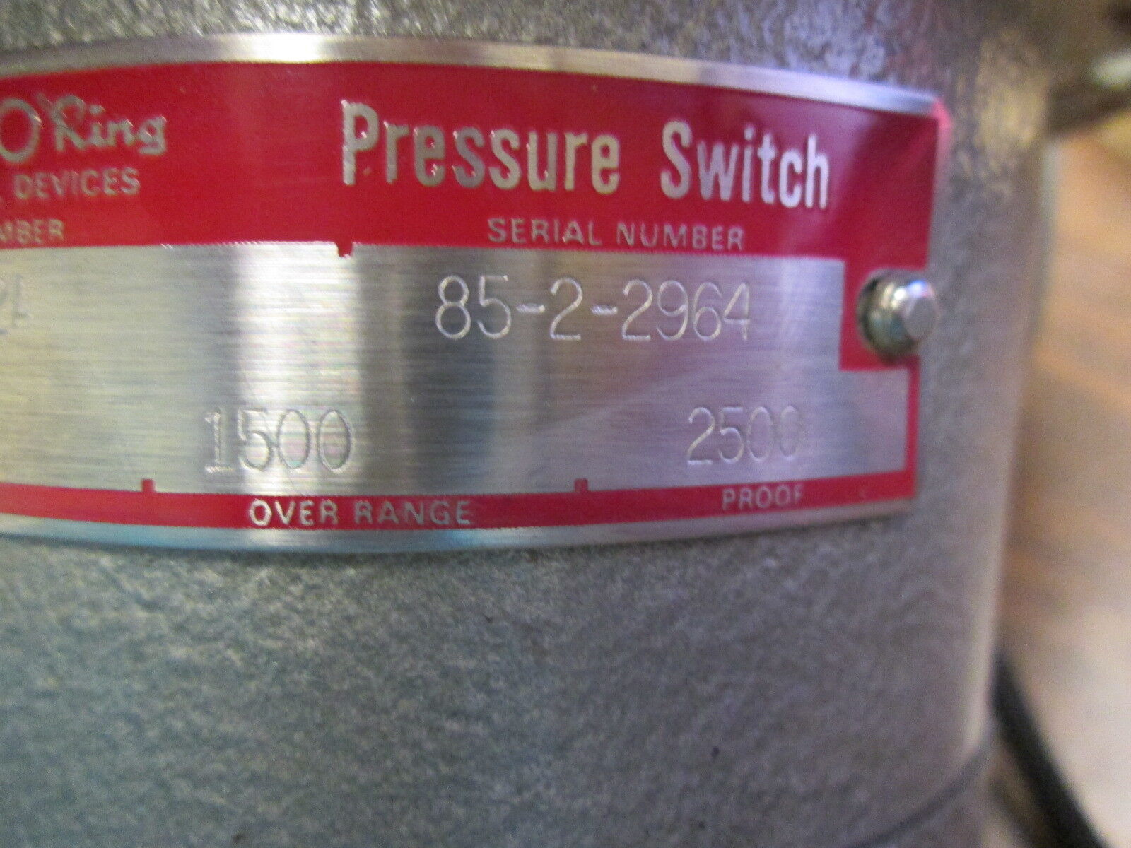 SOR Pressure Switch 6L-K5-N4-D2A Range:20-180PSI 1500 Over Range 2500 Proof Used