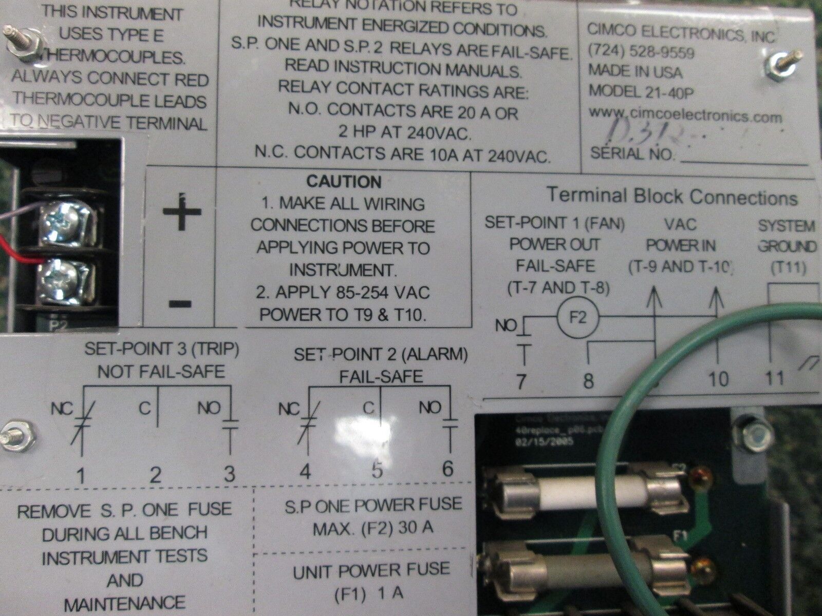 Cimco Temperature Controller Model 21-40P Used