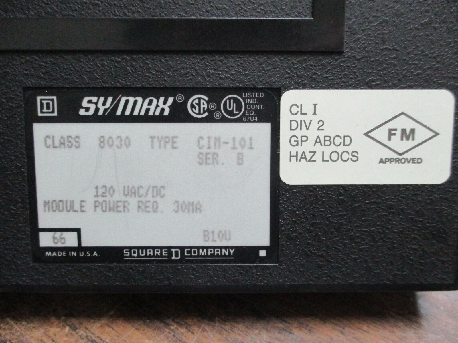 Square D SY/Max AC/DC Input Module 8030 CIM-101 Ser. B 120V AC/DC Used