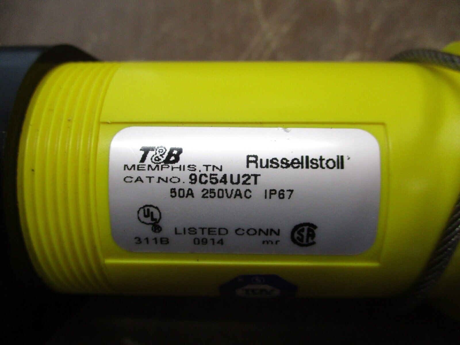 Russellstoll Connector 9C54U2T 50A 250V *Wire End* Used