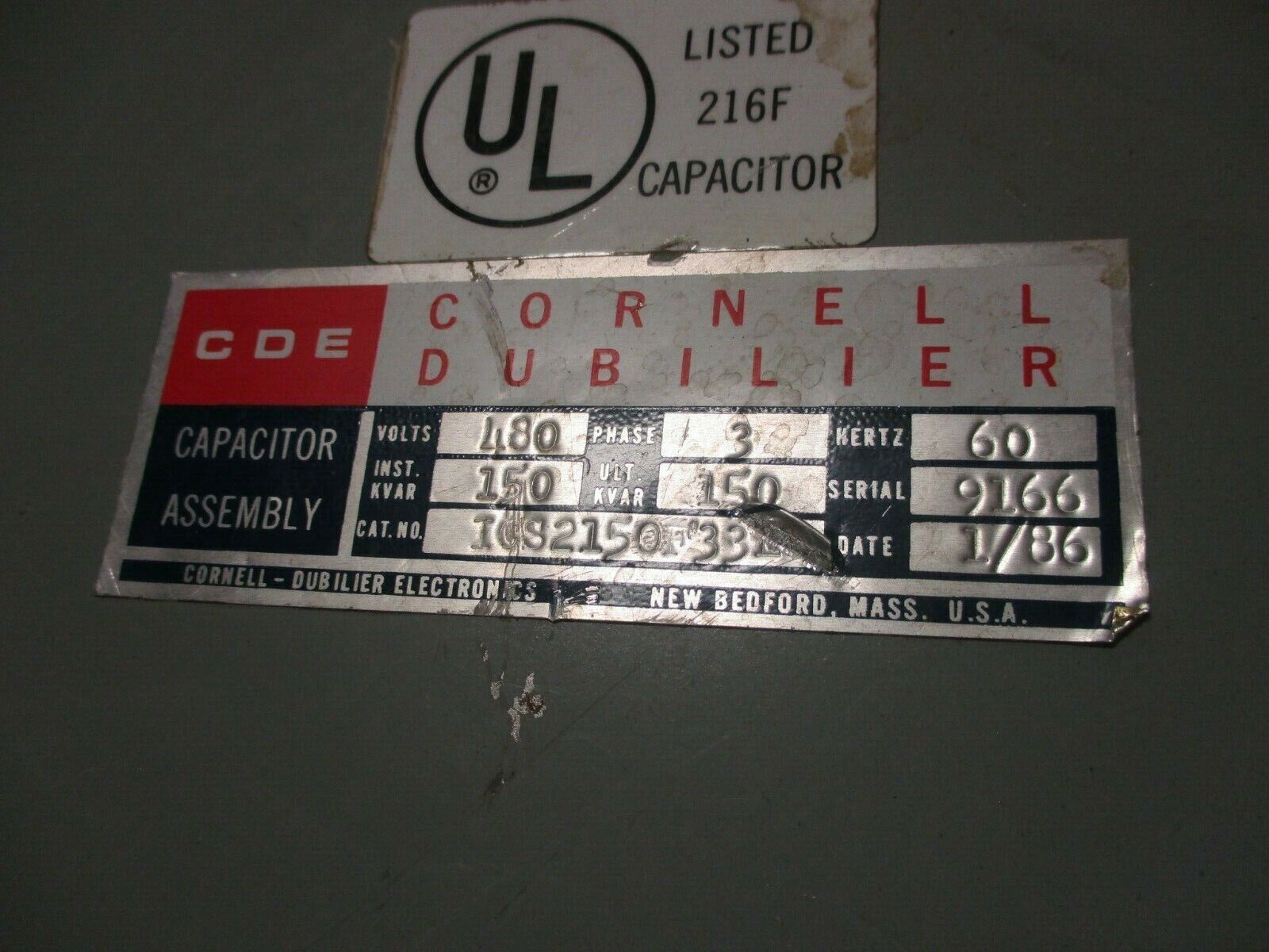 CDE Capacitor Assembly ICS2150F33L 150KVAR 480V 3Ph 60Hz Used