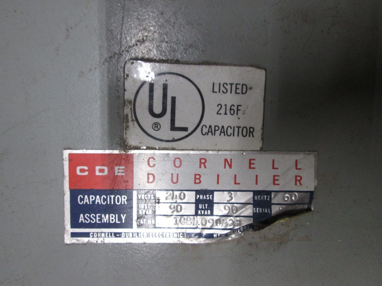 CDE / Cornell Dubilier Capacitor ICS4090D33 90KVAR 240V 3Ph Used