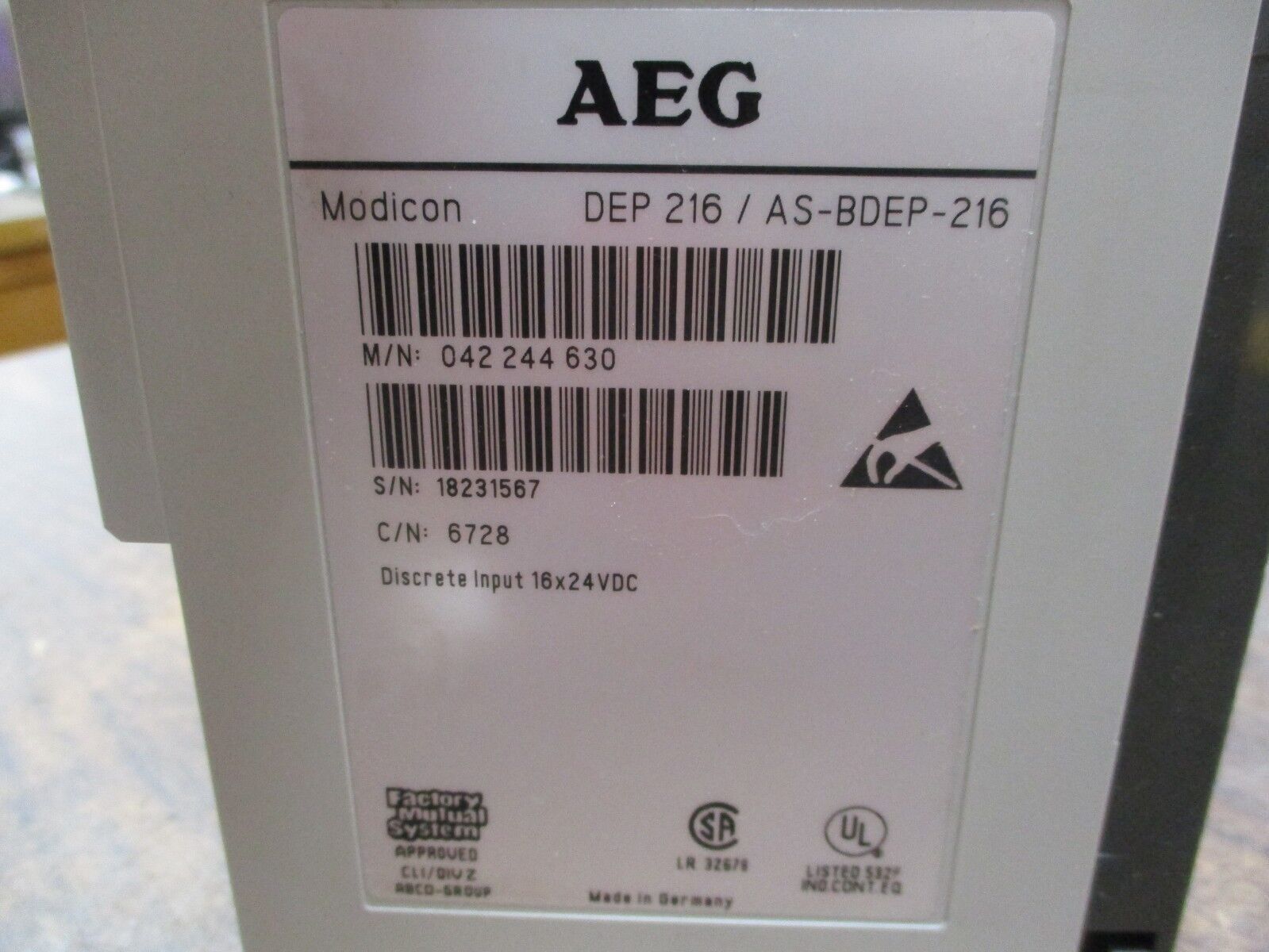 AEG Modicon Discrete Input Module DEP 216/AS-BDEP-216 16x24VDC Used